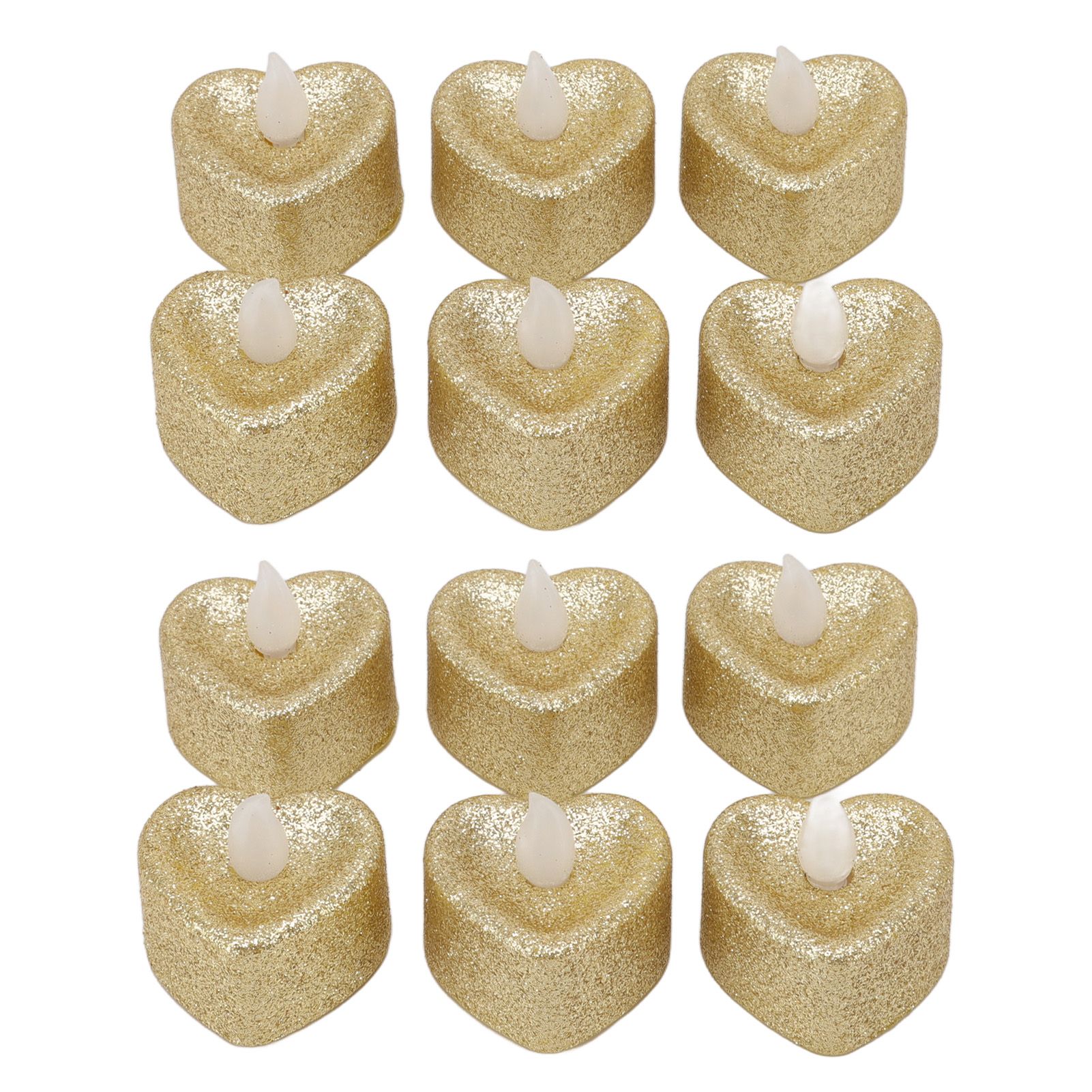 12 PCS LED Candle Lamp Gold Powder Heart Shape Tea Lights Secret Room Props for Christmas Wedding Party - Image 7
