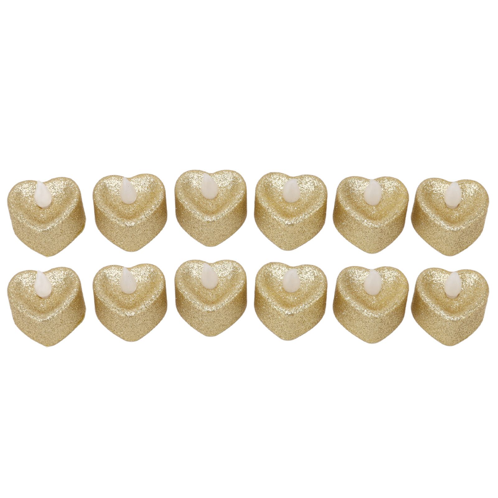 12 PCS LED Candle Lamp Gold Powder Heart Shape Tea Lights Secret Room Props for Christmas Wedding Party - Image 8