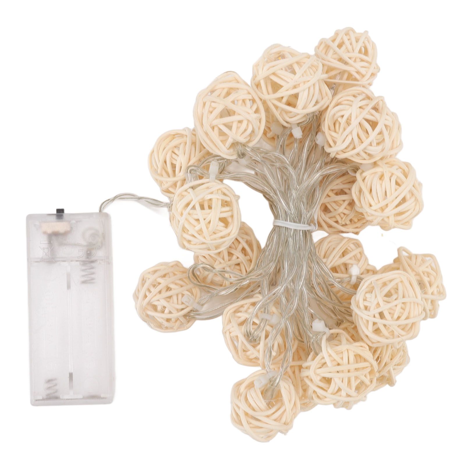 3m Rattan Ball Lantern String Lights 20 Globe Rattan Balls Battery Powered for Wedding Birthdays Decoration - Image 1