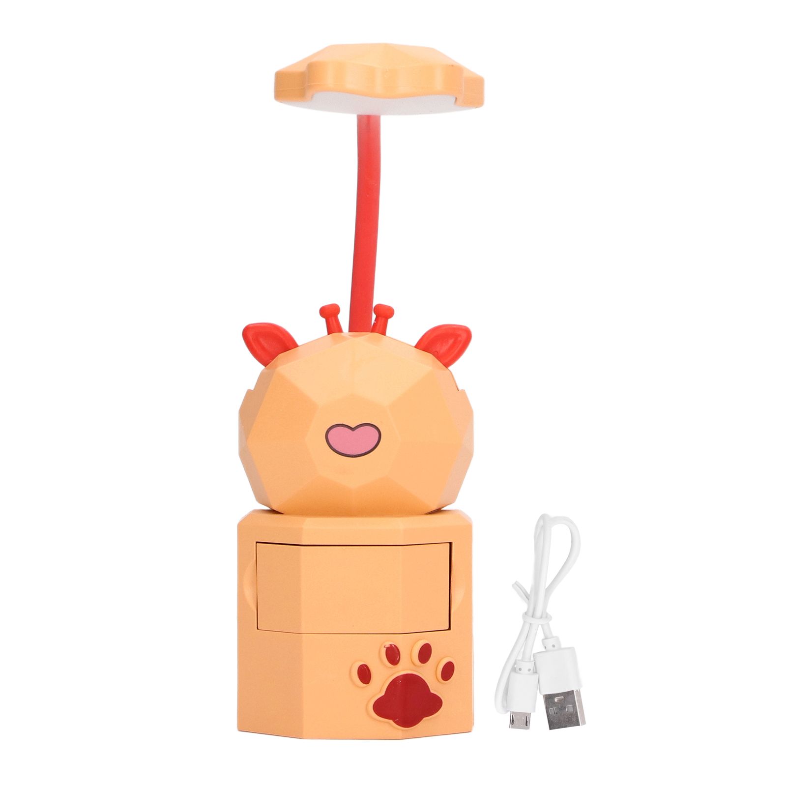 Night Lamp Desk Light LED 5V 3W Gooseneck USB Charging Deer Figurine for Home Table YC-5802 Orange - Image 1