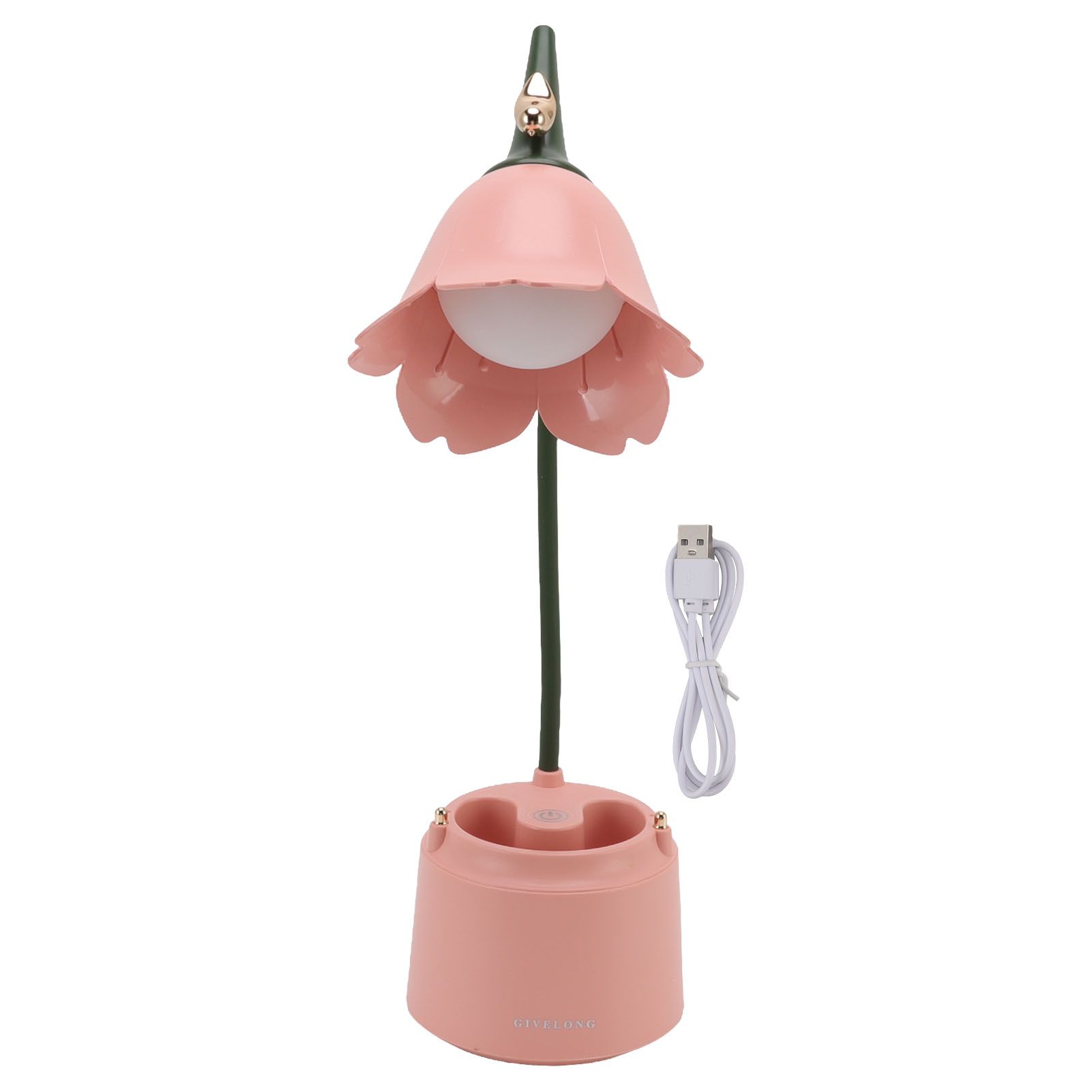 5V 3W Table Lamp USB Flowers and Birds Designed Folding Energy Saving Eye Protection Reading Light for Bedroom GL562 Pink - Image 1