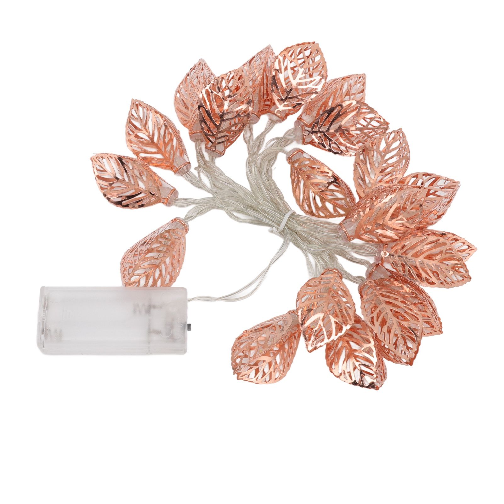 Rose Gold String Lights 20 LEDs Waterproof Battery Powered Hollowed Out Leaf Lights String Party Door Indoor - Image 5