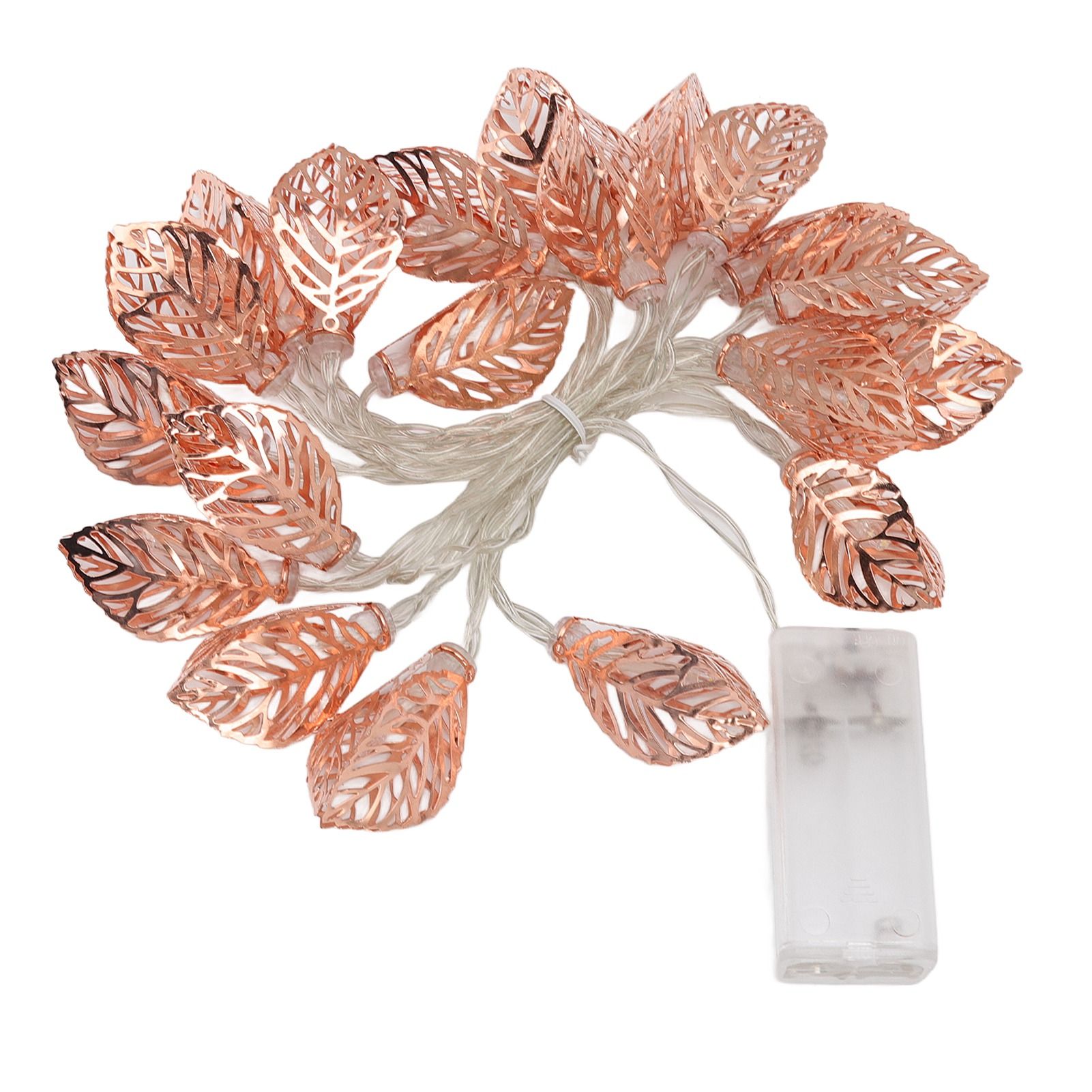 Rose Gold String Lights 20 LEDs Waterproof Battery Powered Hollowed Out Leaf Lights String Party Door Indoor - Image 6