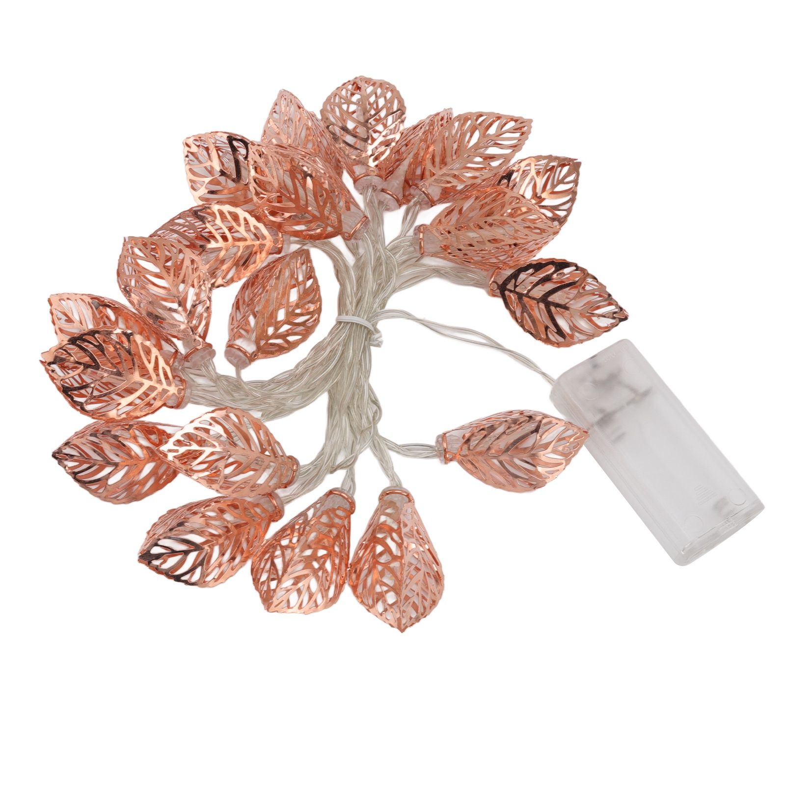 Rose Gold String Lights 20 LEDs Waterproof Battery Powered Hollowed Out Leaf Lights String Party Door Indoor - Image 7