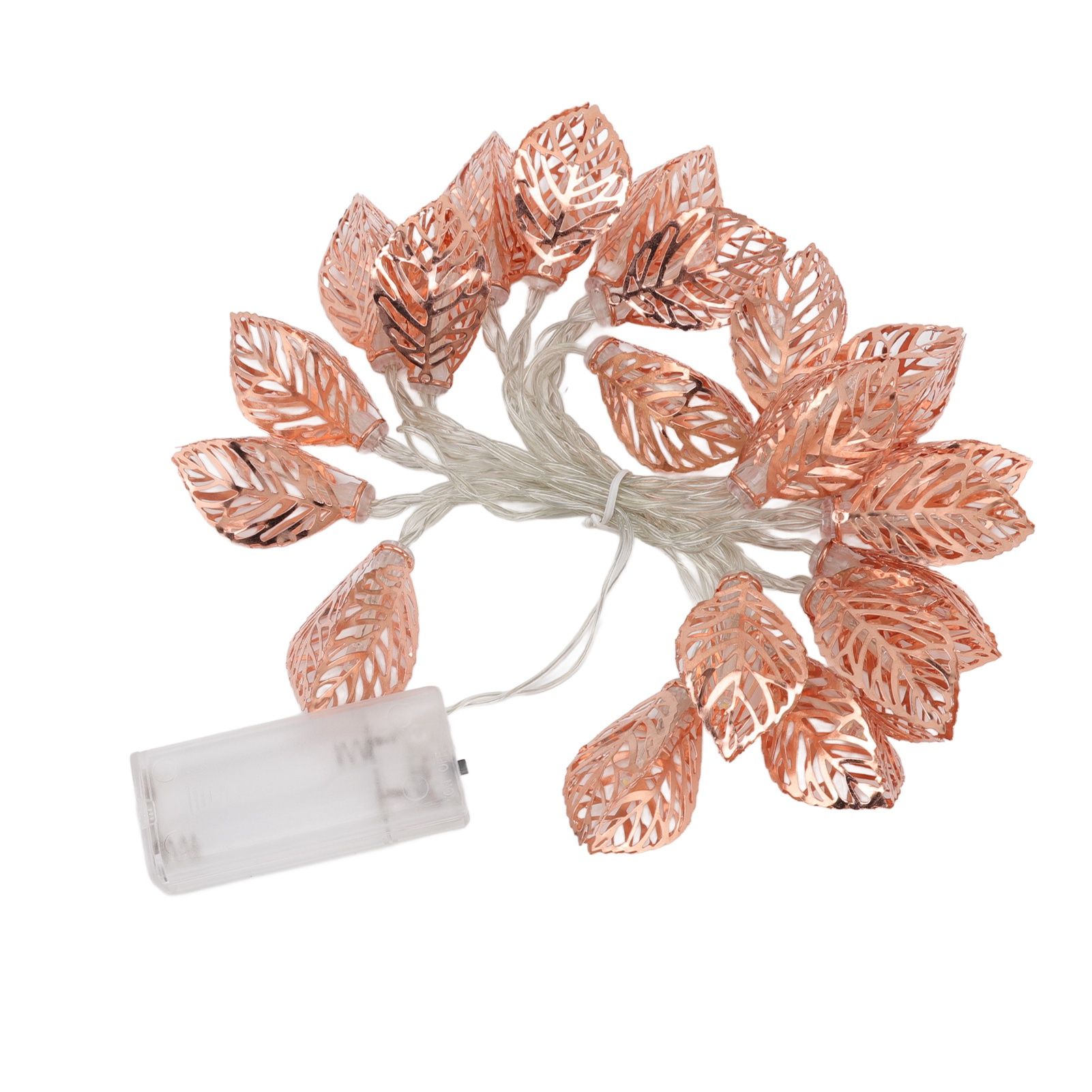Rose Gold String Lights 20 LEDs Waterproof Battery Powered Hollowed Out Leaf Lights String Party Door Indoor - Image 8