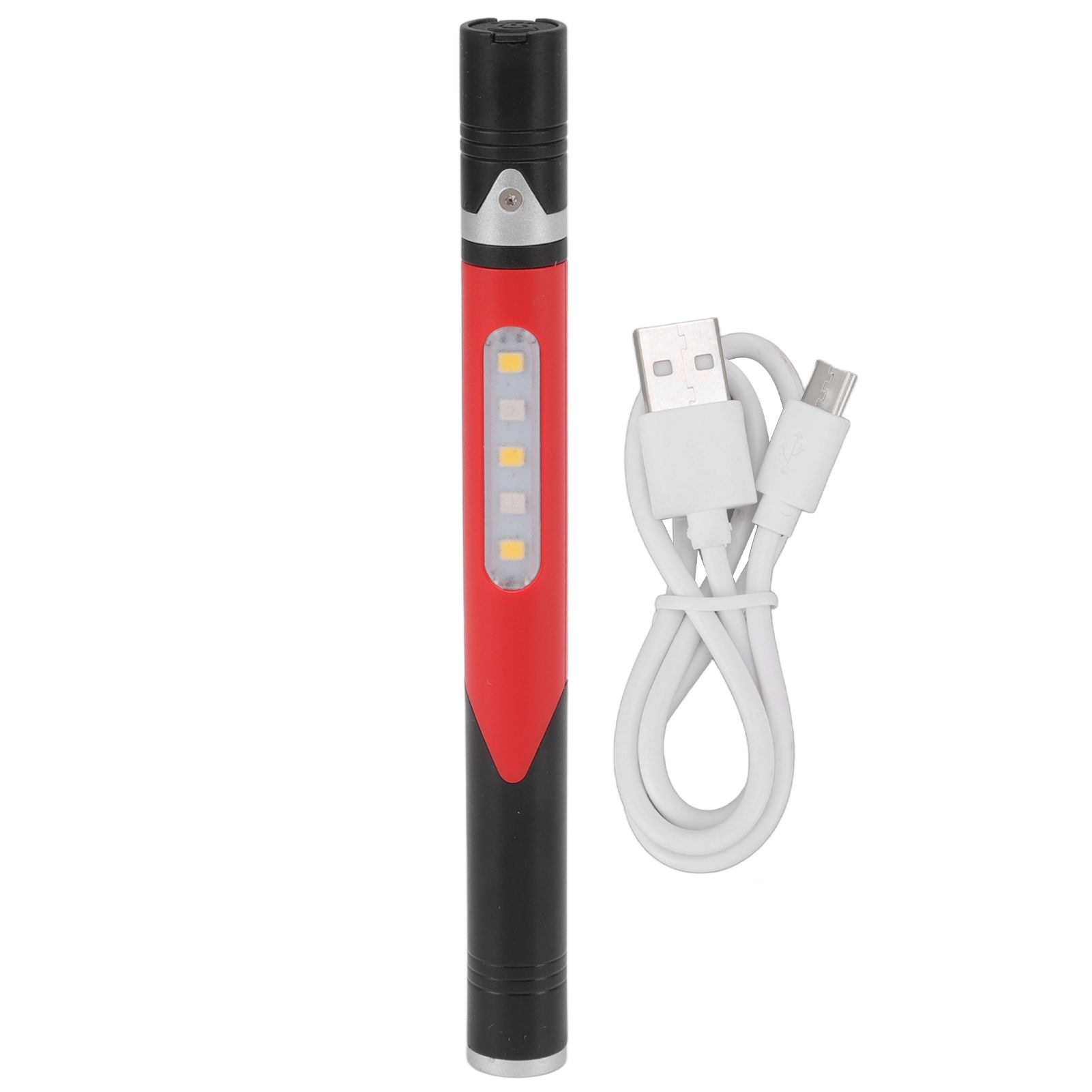Pen Flashlight USB Charge 3 Light Sources LED Chip Clip Design Widely Used Pen Light Flashlight for Repair Hospital Red - Image 1
