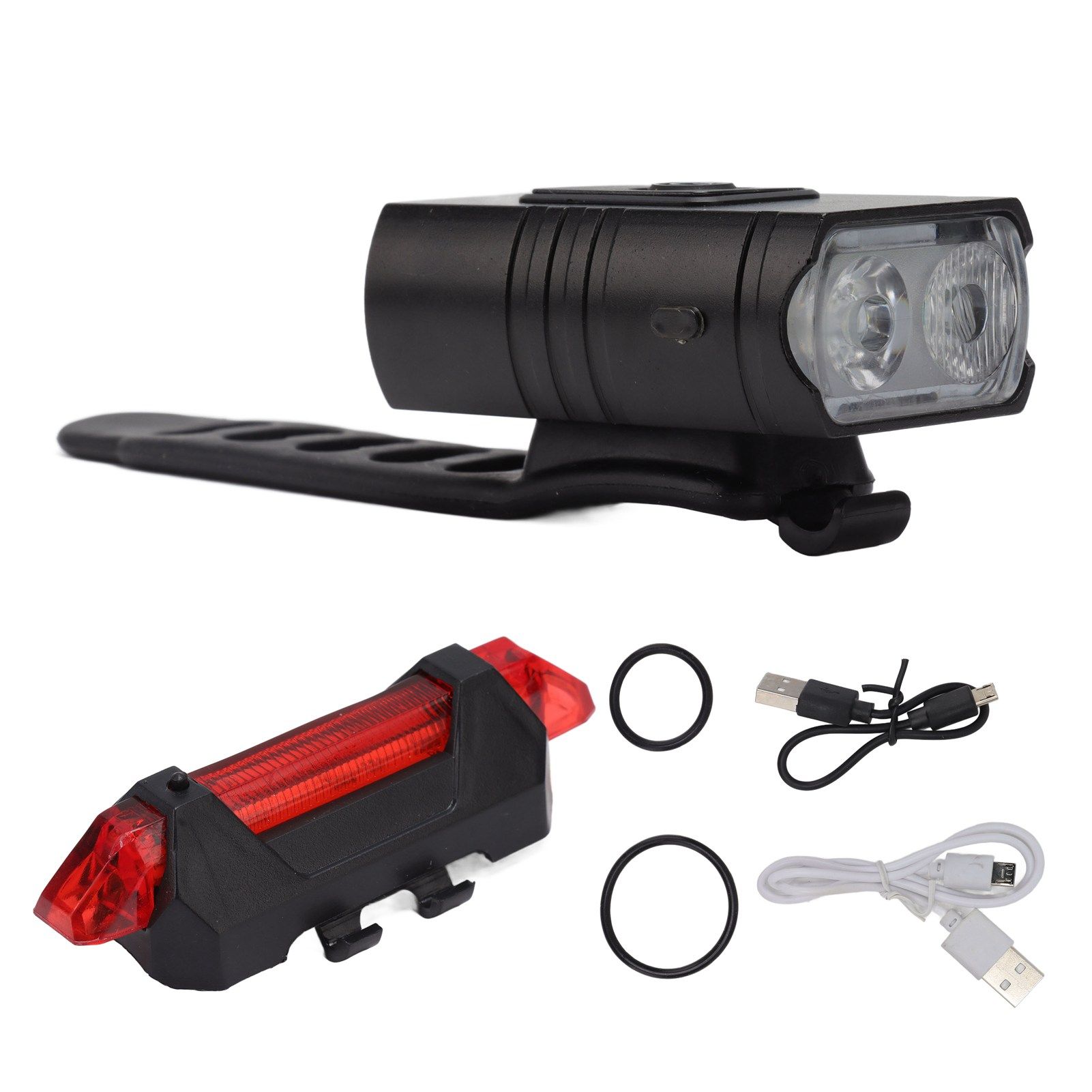 LED Cycling Light Kit Bike Front and Tail Lamps with Battery USB Charging Outdoor Riding Lamp Set - Image 1