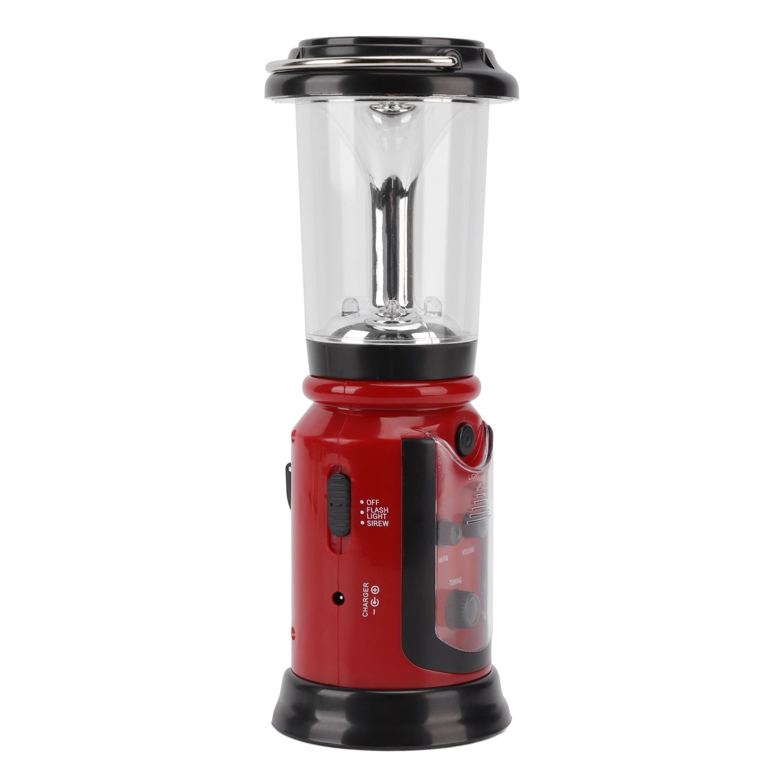 Radio Lantern Hand Crank USB Rechargeable Multi Functional AM FM Emergency Radio LED Flashlight for Camping Hiking Red - Image 4