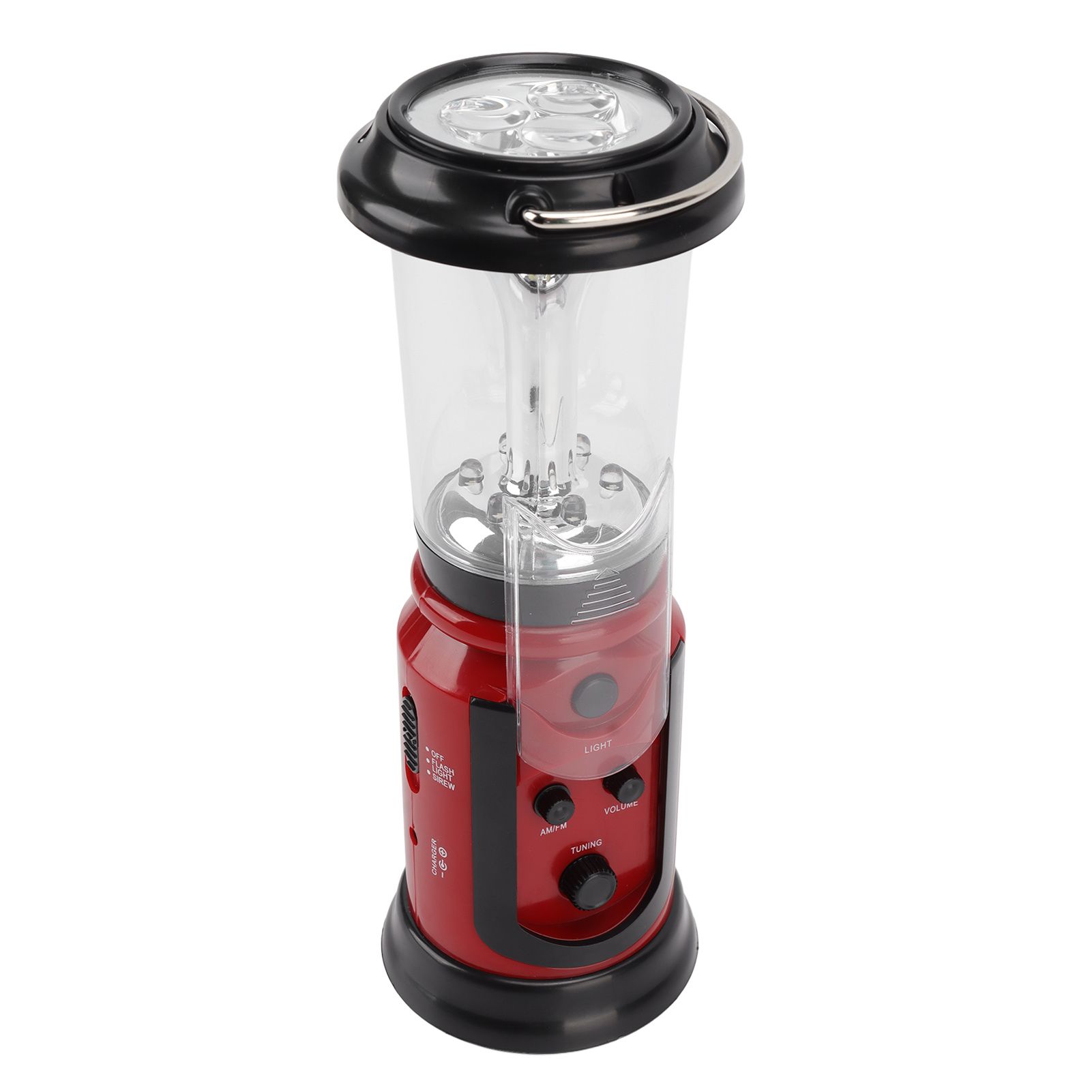 Radio Lantern Hand Crank USB Rechargeable Multi Functional AM FM Emergency Radio LED Flashlight for Camping Hiking Red - Image 5