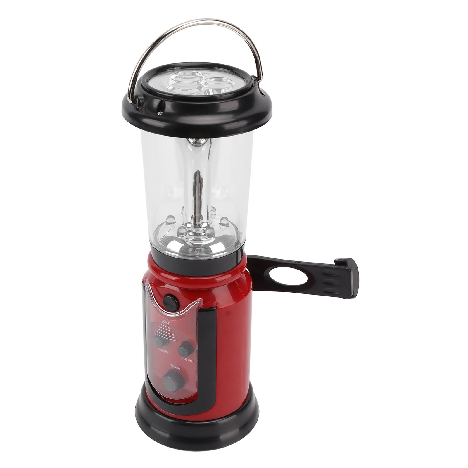 Radio Lantern Hand Crank USB Rechargeable Multi Functional AM FM Emergency Radio LED Flashlight for Camping Hiking Red - Image 8