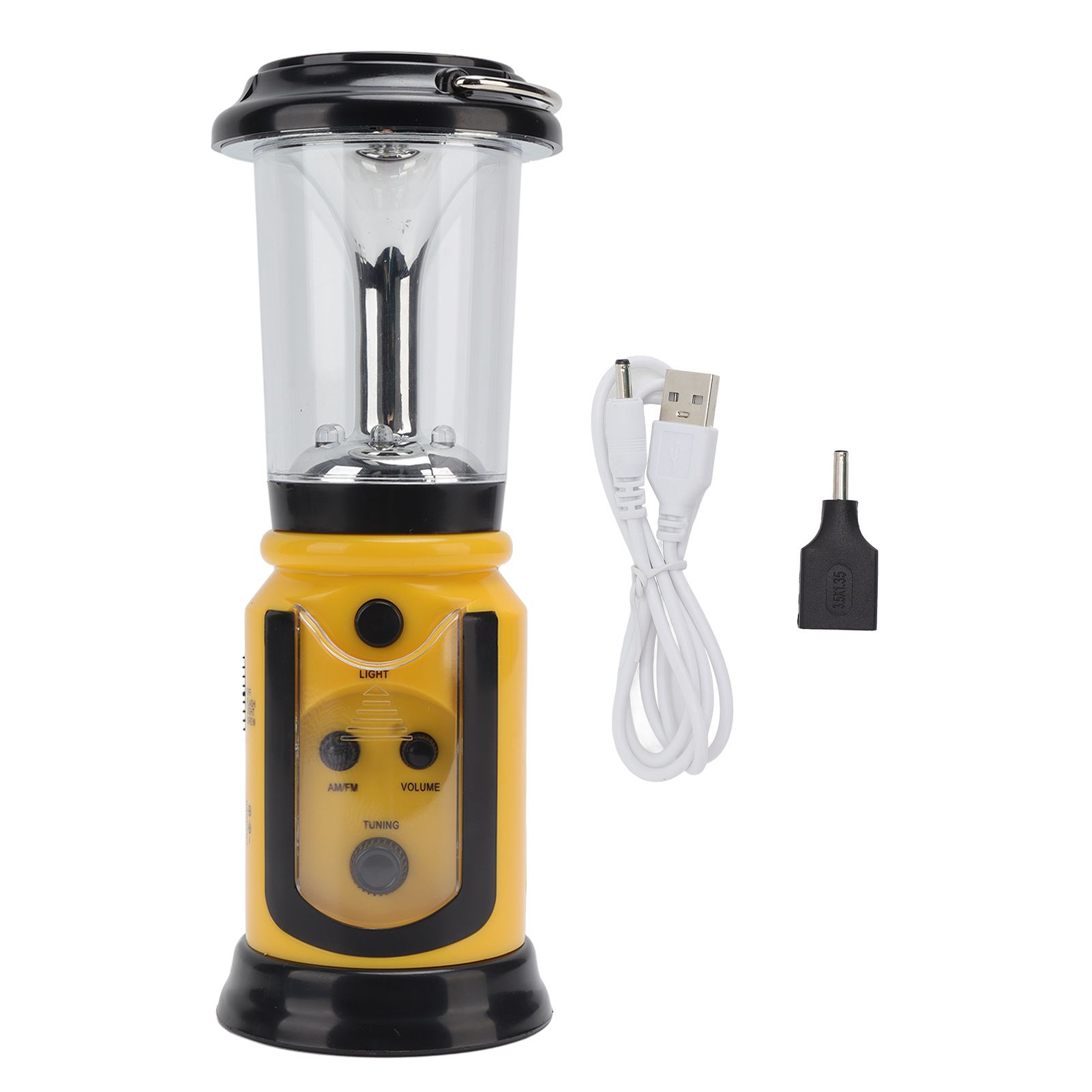 Radio Lantern Hand Crank USB Rechargeable Multi Functional AM FM Emergency Radio LED Flashlight for Camping Hiking Yellow - Image 1