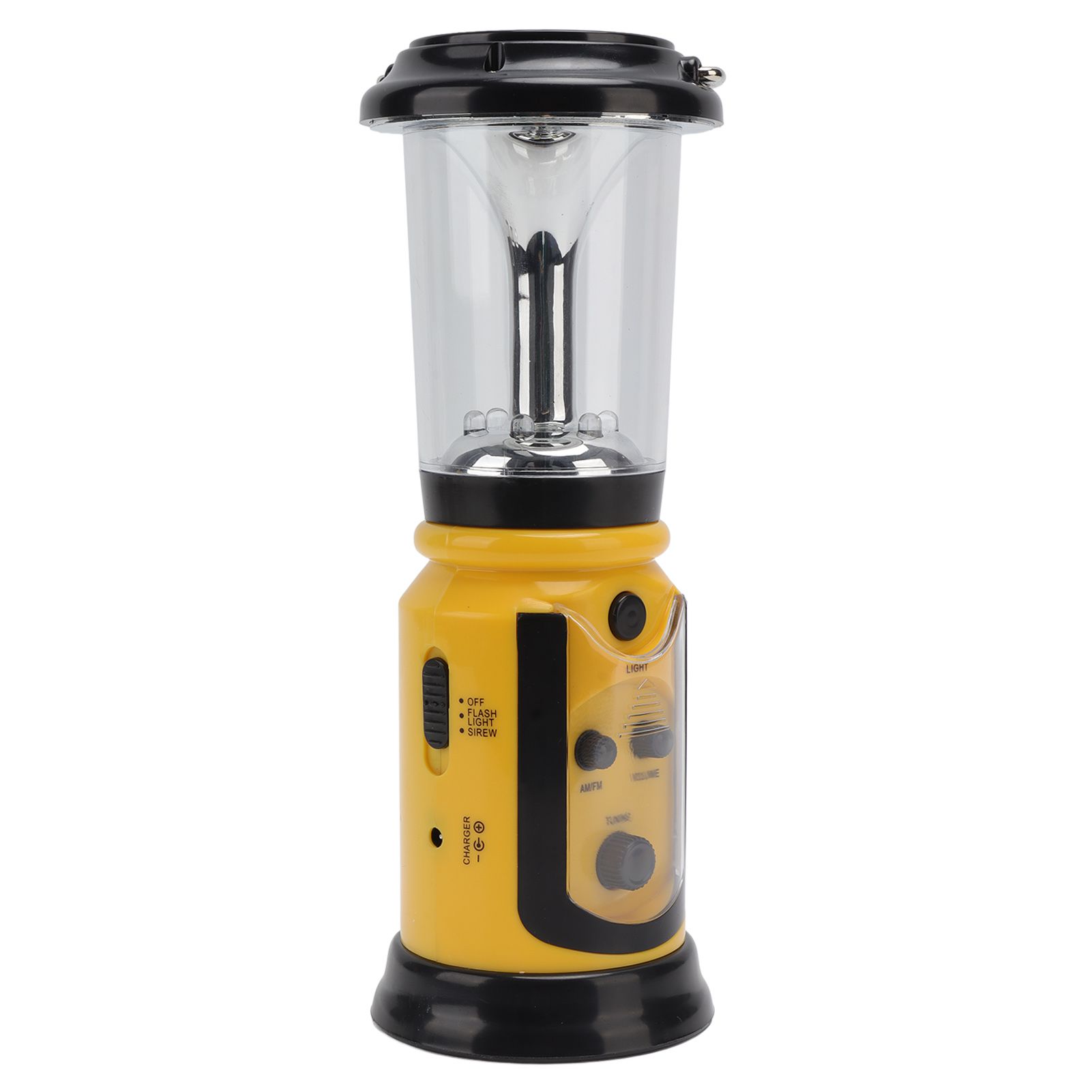 Radio Lantern Hand Crank USB Rechargeable Multi Functional AM FM Emergency Radio LED Flashlight for Camping Hiking Yellow - Image 4