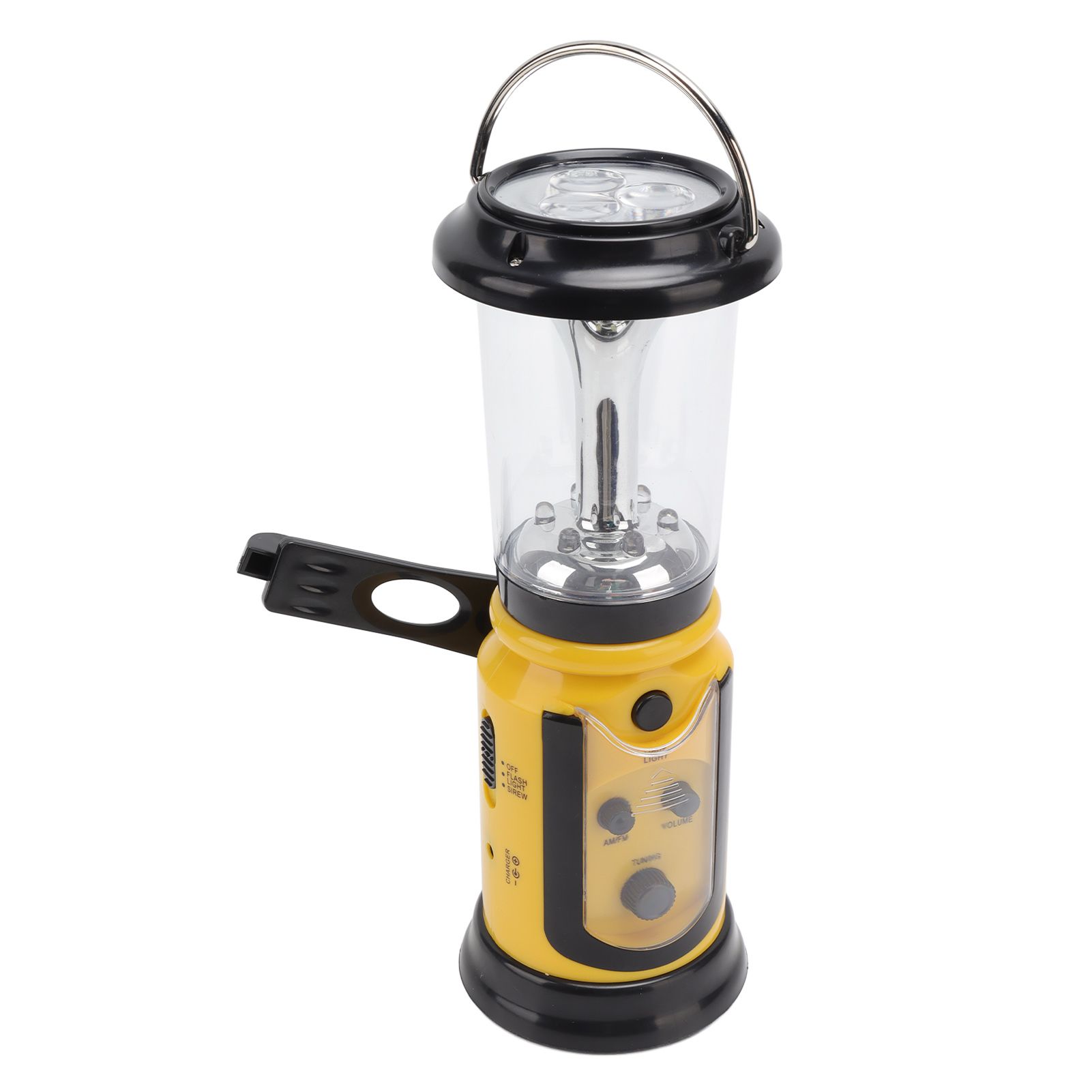 Radio Lantern Hand Crank USB Rechargeable Multi Functional AM FM Emergency Radio LED Flashlight for Camping Hiking Yellow - Image 7