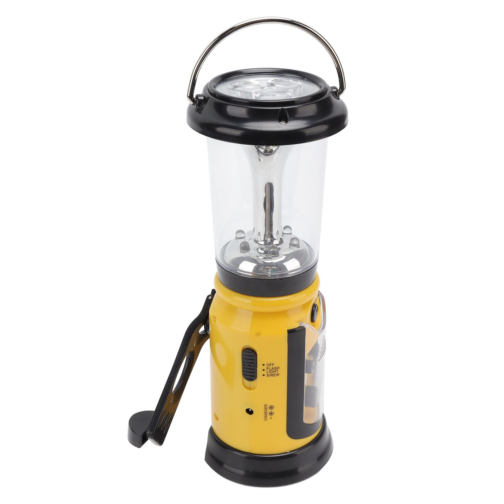 Radio Lantern Hand Crank USB Rechargeable Multi Functional AM FM Emergency Radio LED Flashlight for Camping Hiking Yellow - Image 8