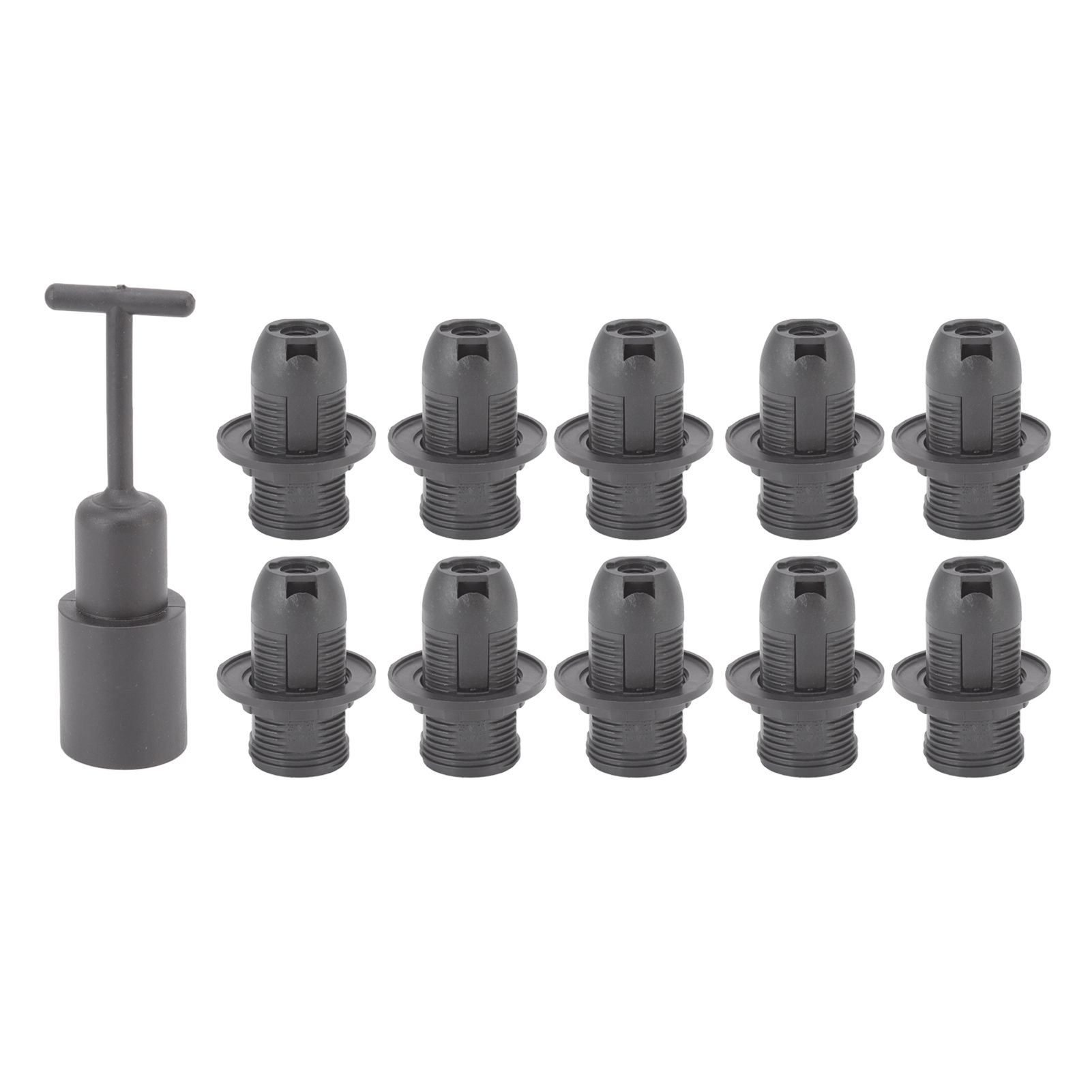 10PCS E14 Lamp Holder ABS with Sleeve High Temperature Resistant Light Socket Base for Home Black - Image 1