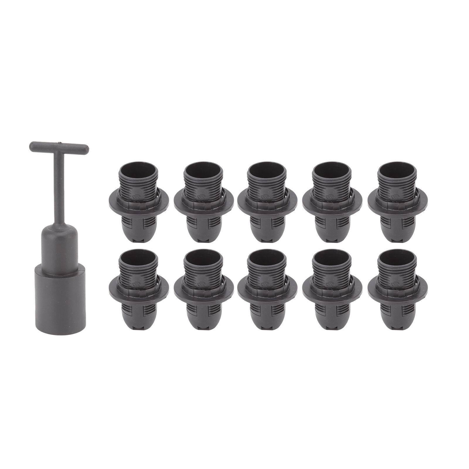 10PCS E14 Lamp Holder ABS with Sleeve High Temperature Resistant Light Socket Base for Home Black - Image 6