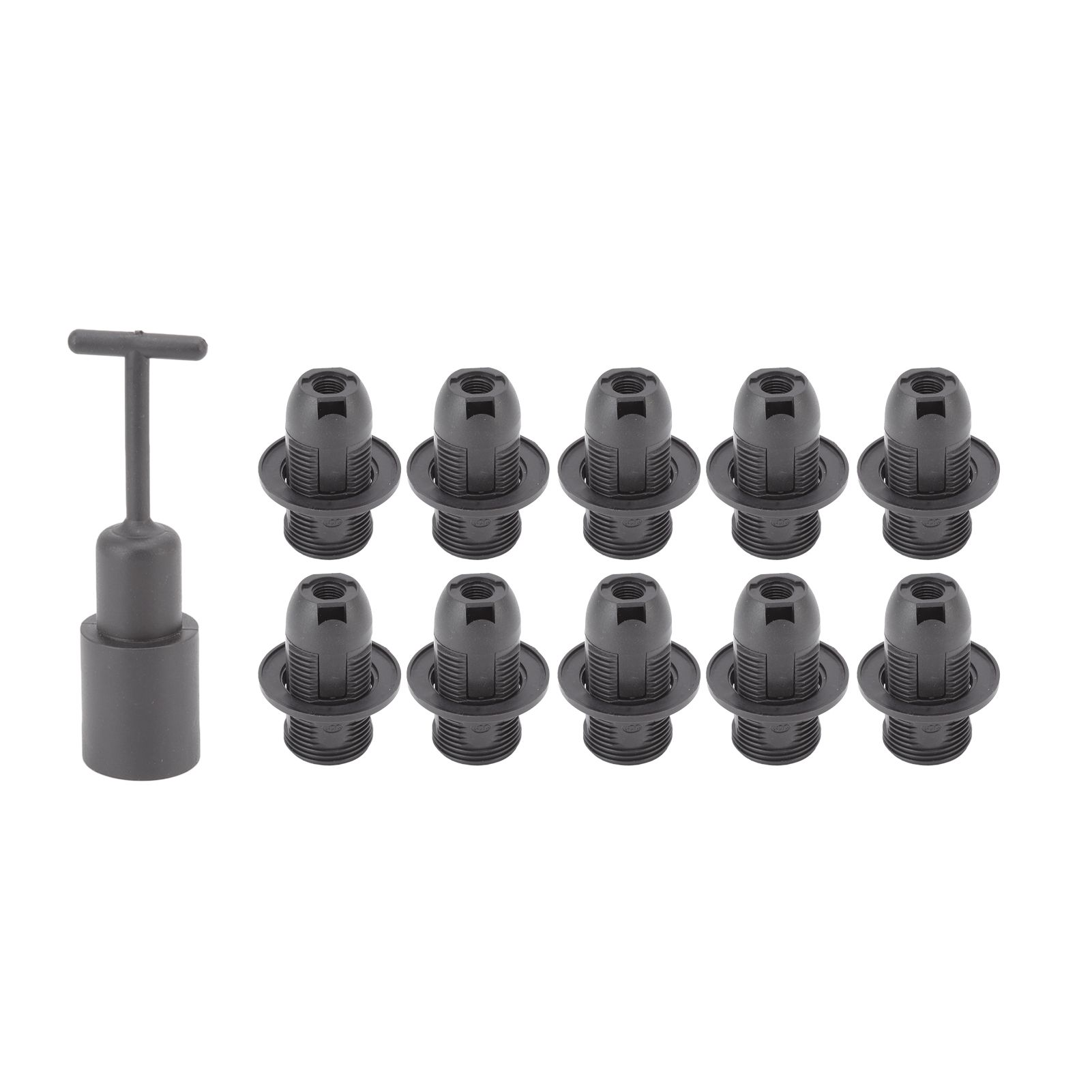 10PCS E14 Lamp Holder ABS with Sleeve High Temperature Resistant Light Socket Base for Home Black - Image 7