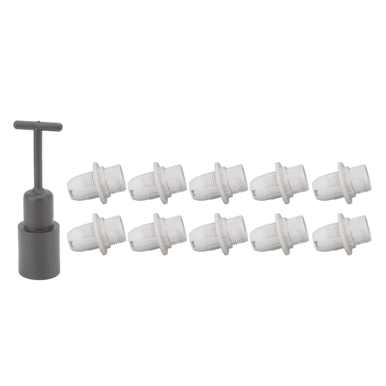 10PCS E14 Lamp Holder ABS with Sleeve High Temperature Resistant Light Socket Base for Home White - Image 3