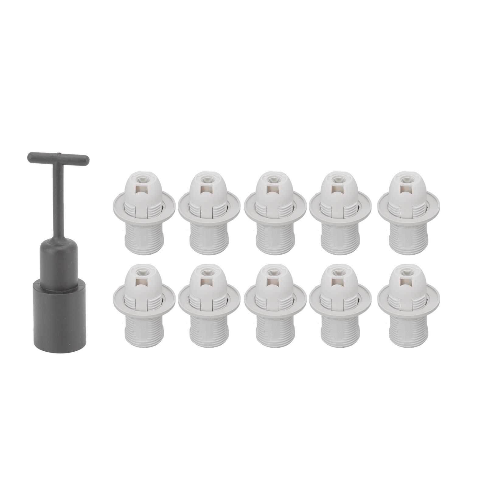 10PCS E14 Lamp Holder ABS with Sleeve High Temperature Resistant Light Socket Base for Home White - Image 7