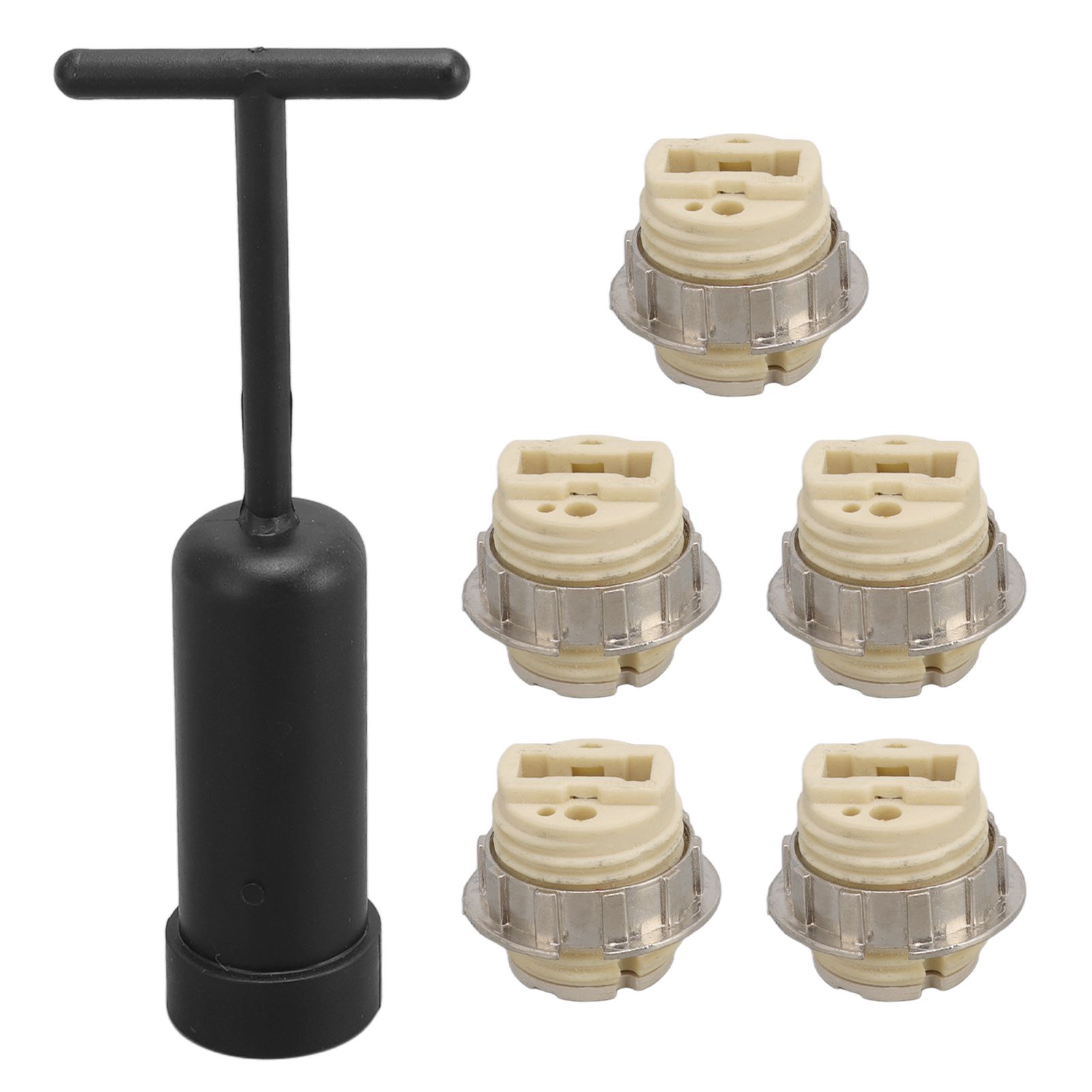 5Pcs G9 Ceramic Lamp Holder Temperature Resistance Zinc Alloy Ring Light Bulb Base Socket with Socket Ring Removal Tool - Image 1