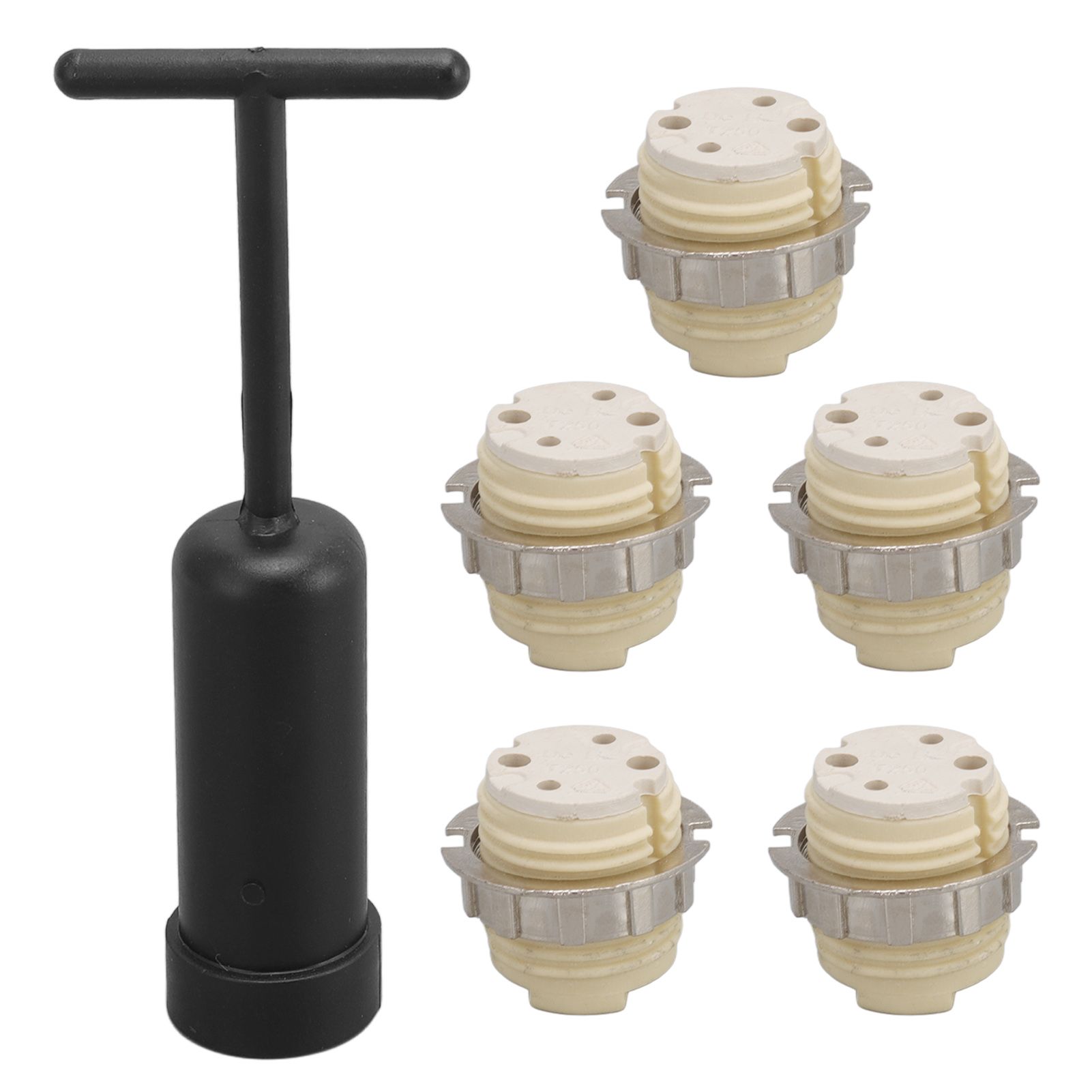 5Pcs G9 Ceramic Lamp Holder Temperature Resistance Zinc Alloy Ring Light Bulb Base Socket with Socket Ring Removal Tool - Image 2
