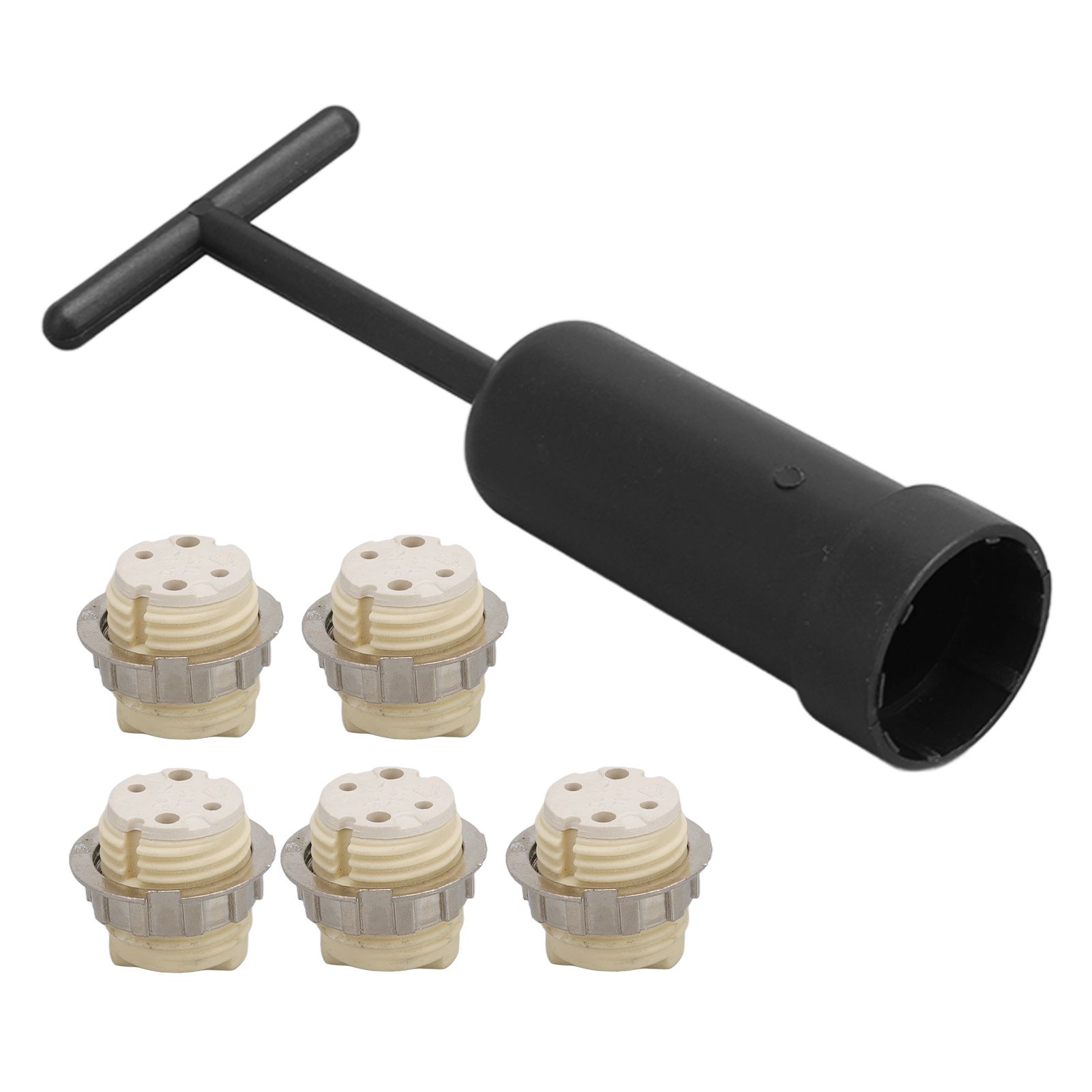 5Pcs G9 Ceramic Lamp Holder Temperature Resistance Zinc Alloy Ring Light Bulb Base Socket with Socket Ring Removal Tool - Image 3