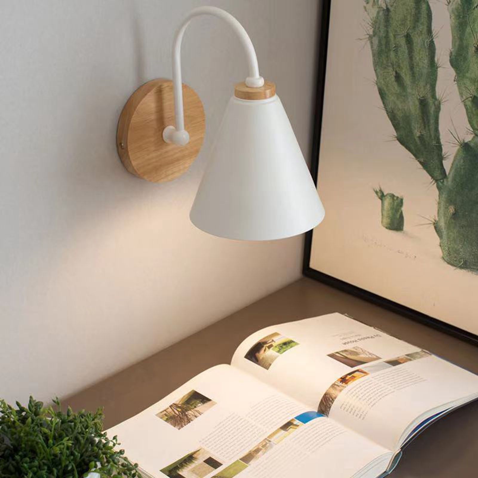 Corridor Wall Lamp Iron Lampshade Wall Mounted Curved Light for Bedroom Living Room Study Without Lamp Bulb White - Image 5