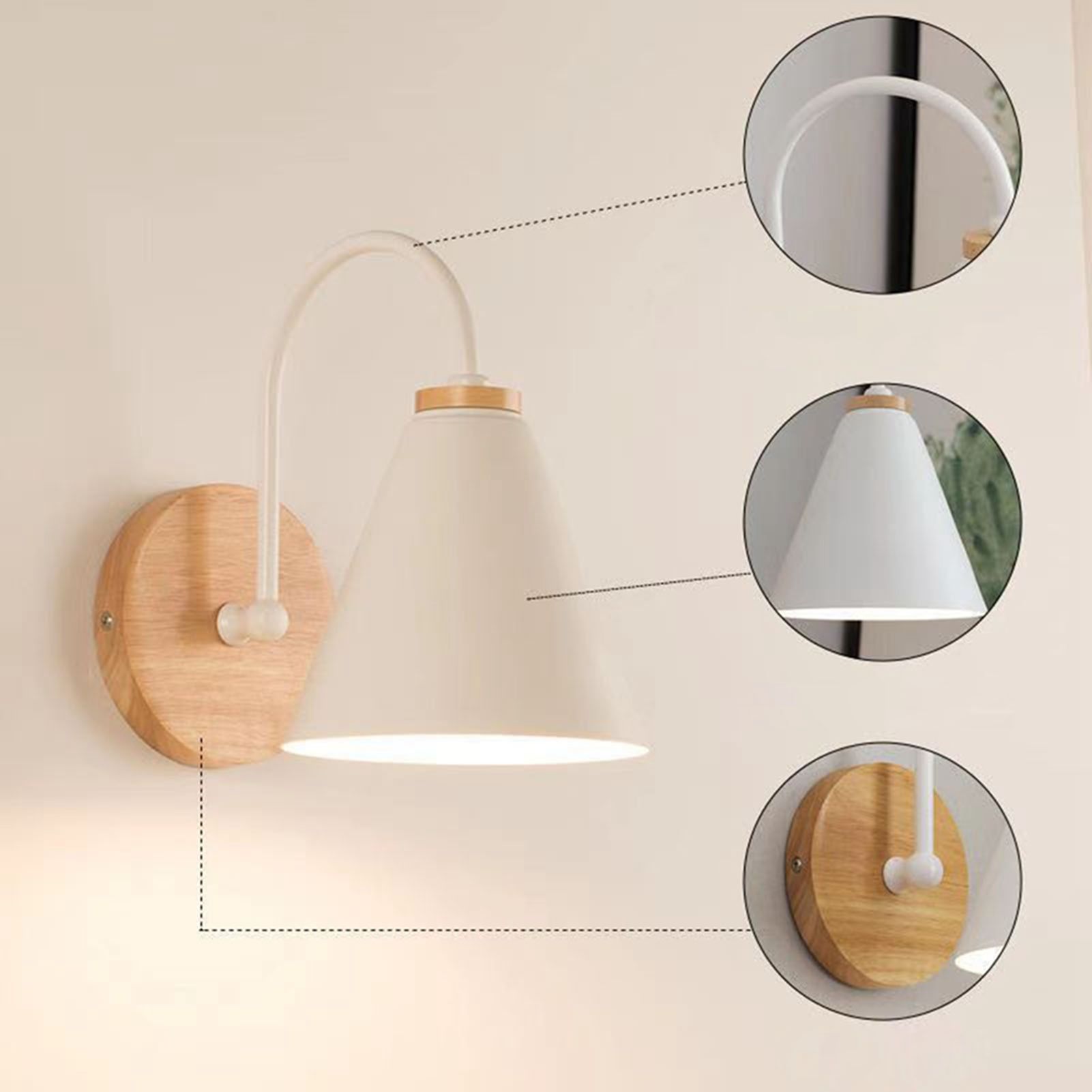 Corridor Wall Lamp Iron Lampshade Wall Mounted Curved Light for Bedroom Living Room Study Without Lamp Bulb White - Image 6
