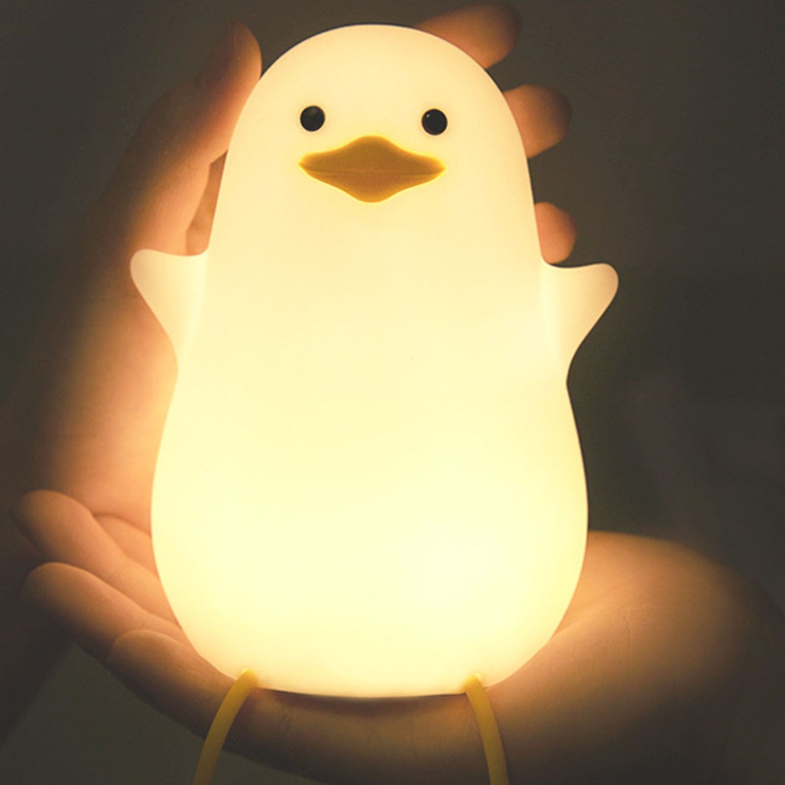 LED Night Light Cute Exquisite Touch Control USB Charging Night Light with Mobile Phone Holder Duck Night Lamp - Image 6