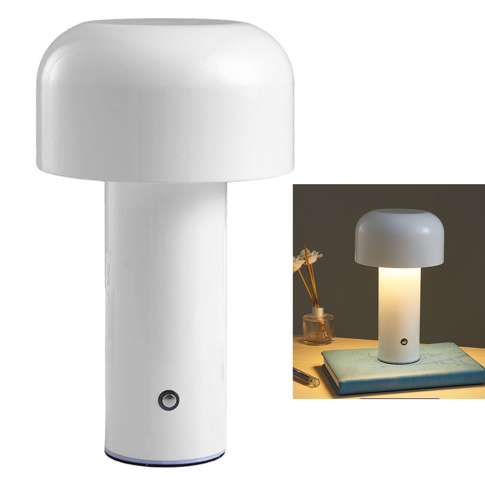 Mushroom Table Lamp Three Colors LED Light Beads Stepless Dimming Mushroom Lamp Night Light for Bedroom Bedside White - Image 3
