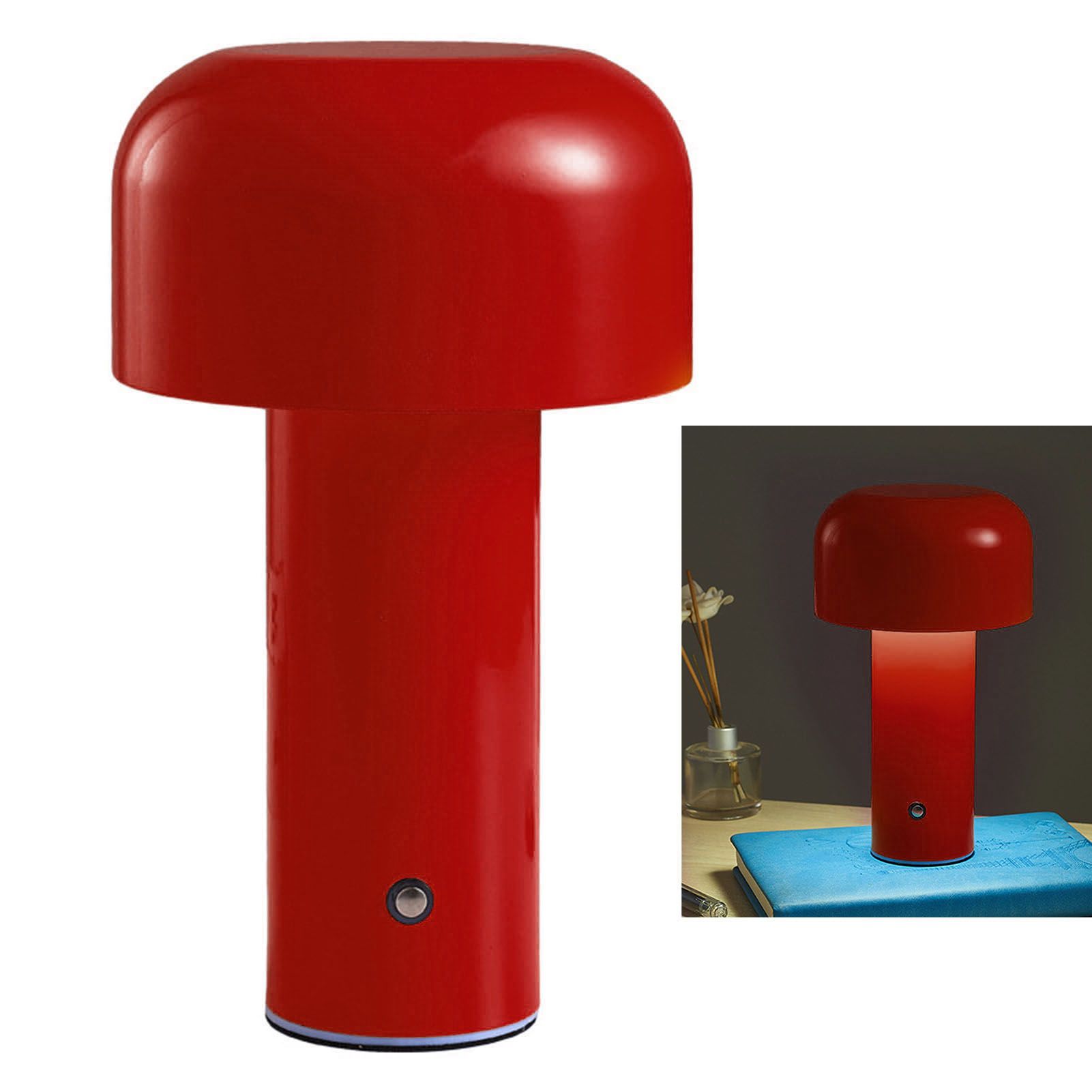 Mushroom Table Lamp Three Colors LED Light Beads Stepless Dimming Mushroom Lamp Night Light for Bedroom Bedside Red - Image 2