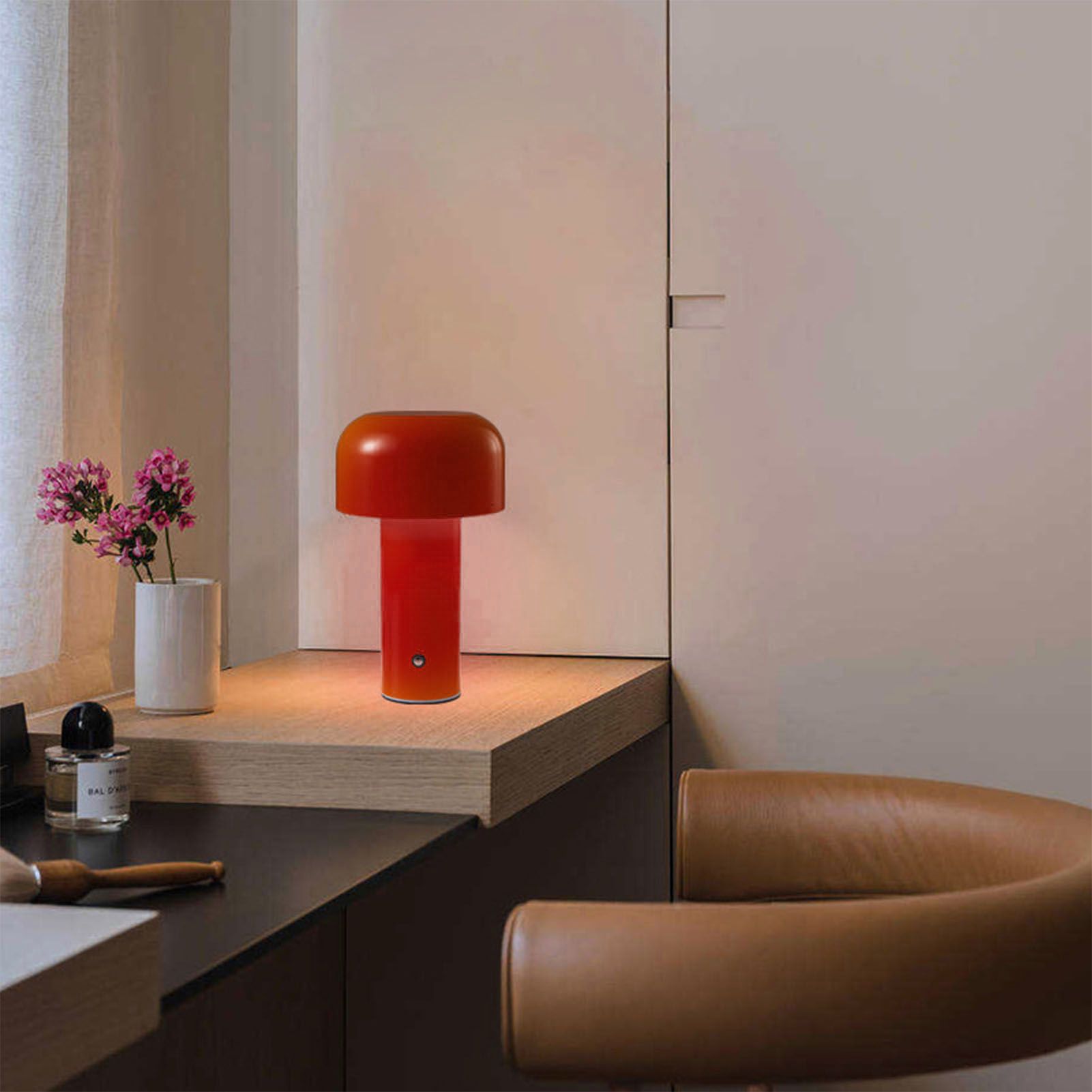 Mushroom Table Lamp Three Colors LED Light Beads Stepless Dimming Mushroom Lamp Night Light for Bedroom Bedside Red - Image 5