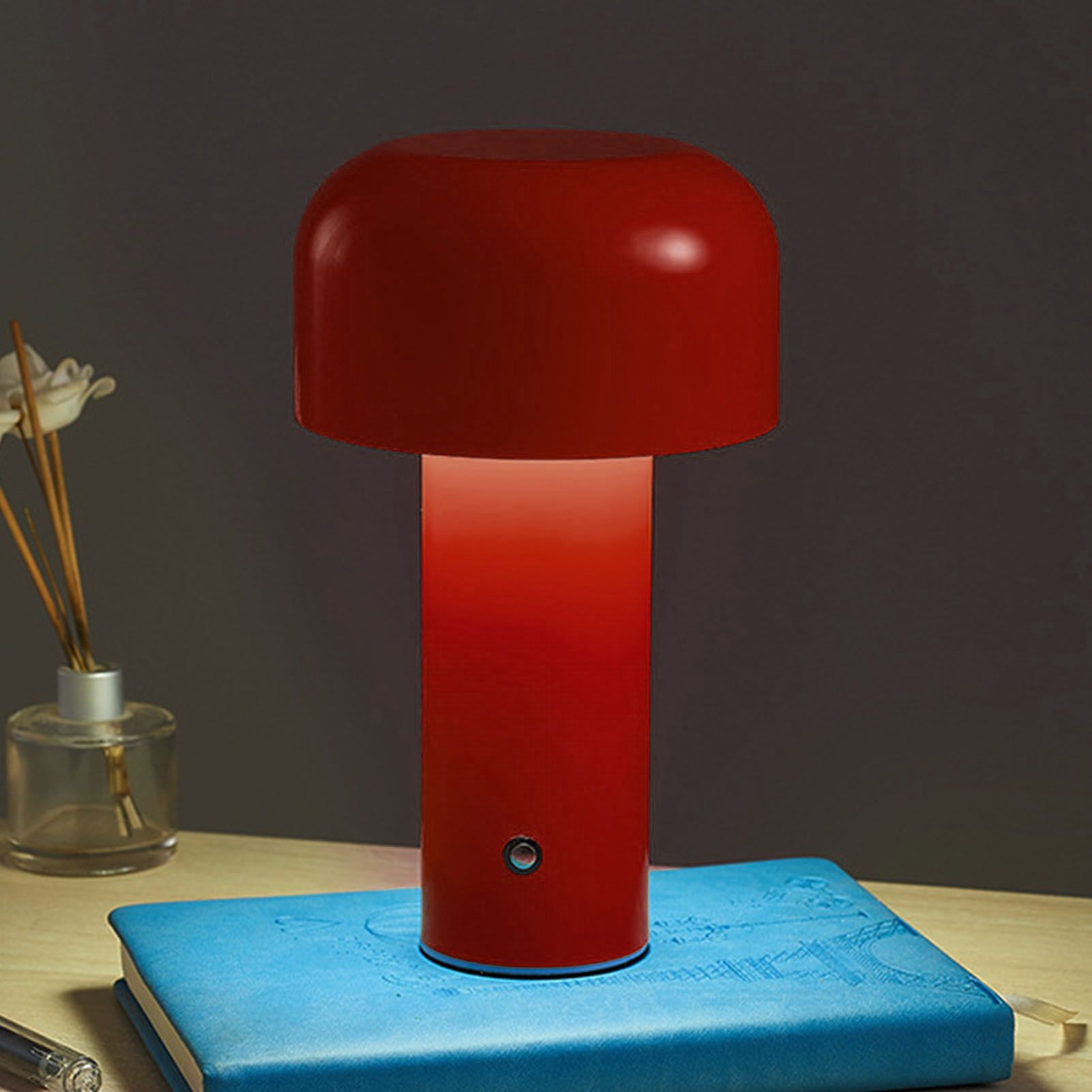 Mushroom Table Lamp Three Colors LED Light Beads Stepless Dimming Mushroom Lamp Night Light for Bedroom Bedside Red - Image 6