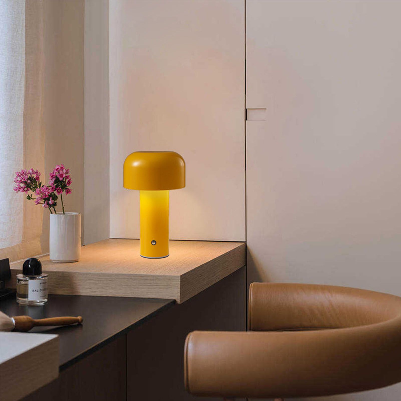 Mushroom Table Lamp Three Colors LED Light Beads Stepless Dimming Mushroom Lamp Night Light for Bedroom Bedside Yellow - Image 5
