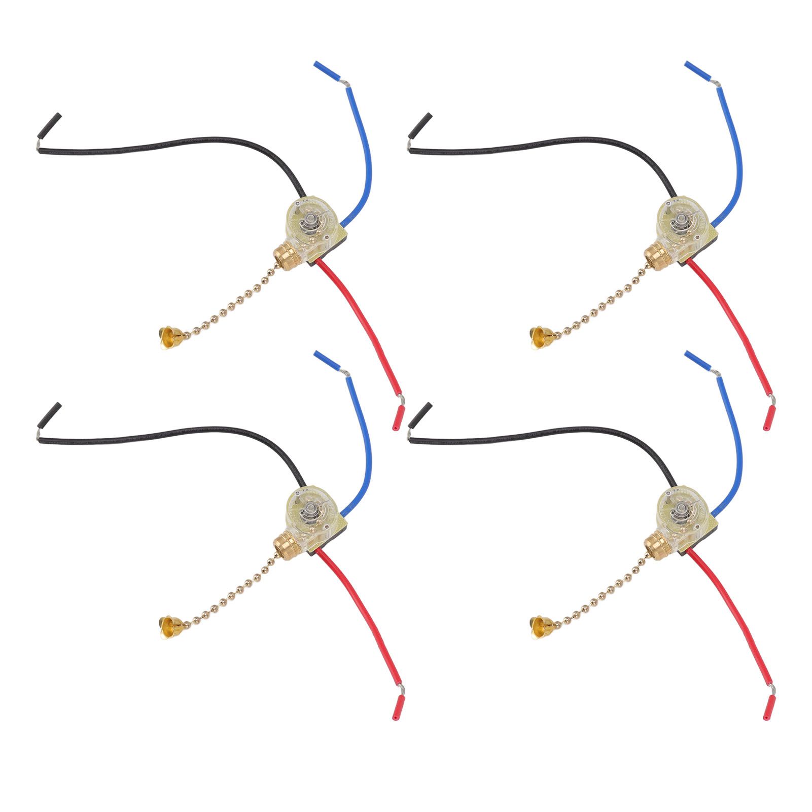 4Pcs Ceiling Fan Light Switch Replacement Lamp Pull Chain Switch 3 Wire Ceiling Fan Lamp Switch 250V 125V Gold - Image 2
