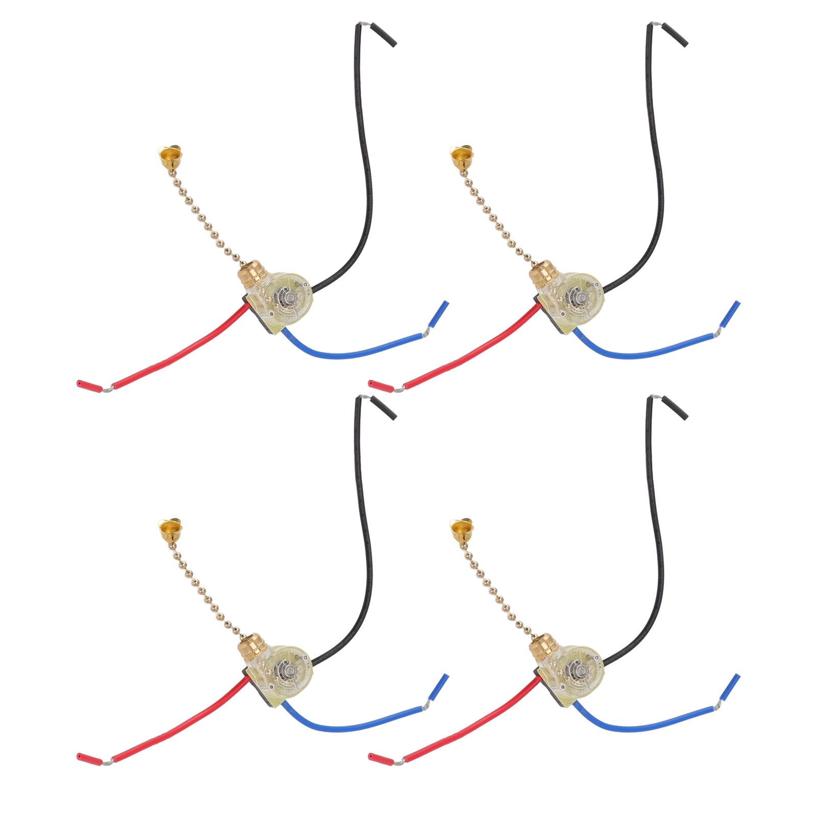 4Pcs Ceiling Fan Light Switch Replacement Lamp Pull Chain Switch 3 Wire Ceiling Fan Lamp Switch 250V 125V Gold - Image 4