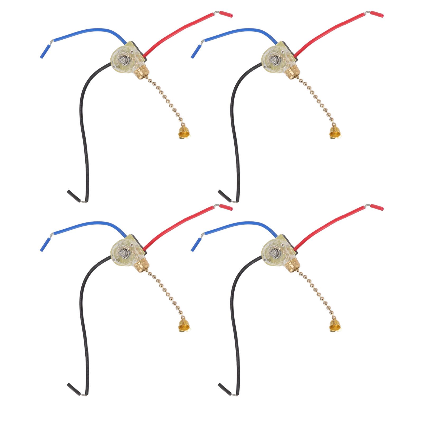 4Pcs Ceiling Fan Light Switch Replacement Lamp Pull Chain Switch 3 Wire Ceiling Fan Lamp Switch 250V 125V Gold - Image 8