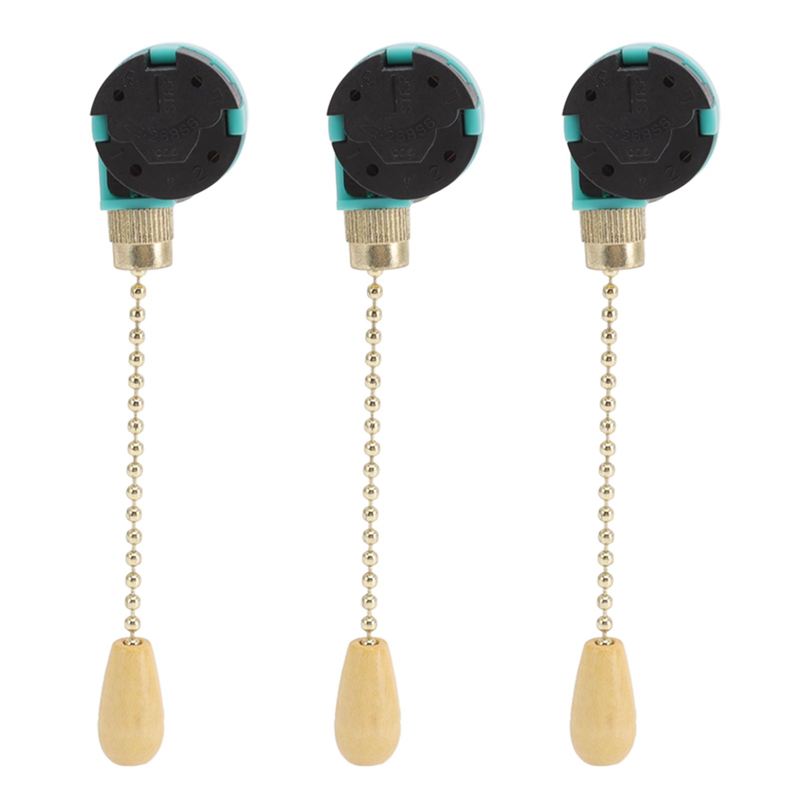 3Pcs Ceiling Light Pull Chain Switch 3 Speed 4 Wire Ceiling Fan Lamp Switch for Ceiling Lamp Fan Lamp Wall Lamp Gold - Image 1