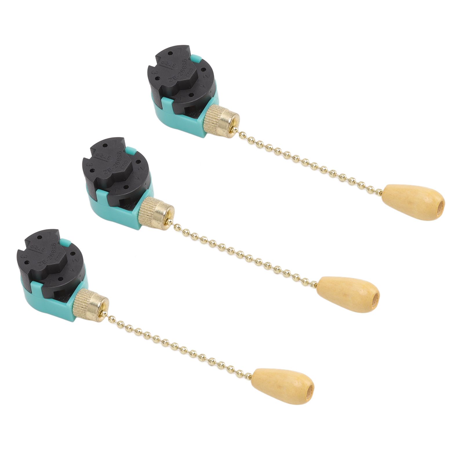 3Pcs Ceiling Light Pull Chain Switch 3 Speed 4 Wire Ceiling Fan Lamp Switch for Ceiling Lamp Fan Lamp Wall Lamp Gold - Image 3
