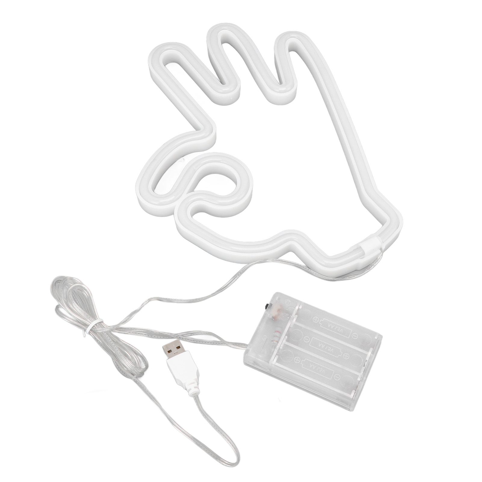 Hand Finger Neon Light OK Shaped LED Neon Sign Battery USB and Battery Powered Wall Decor Light for Home Bedroom - Image 1