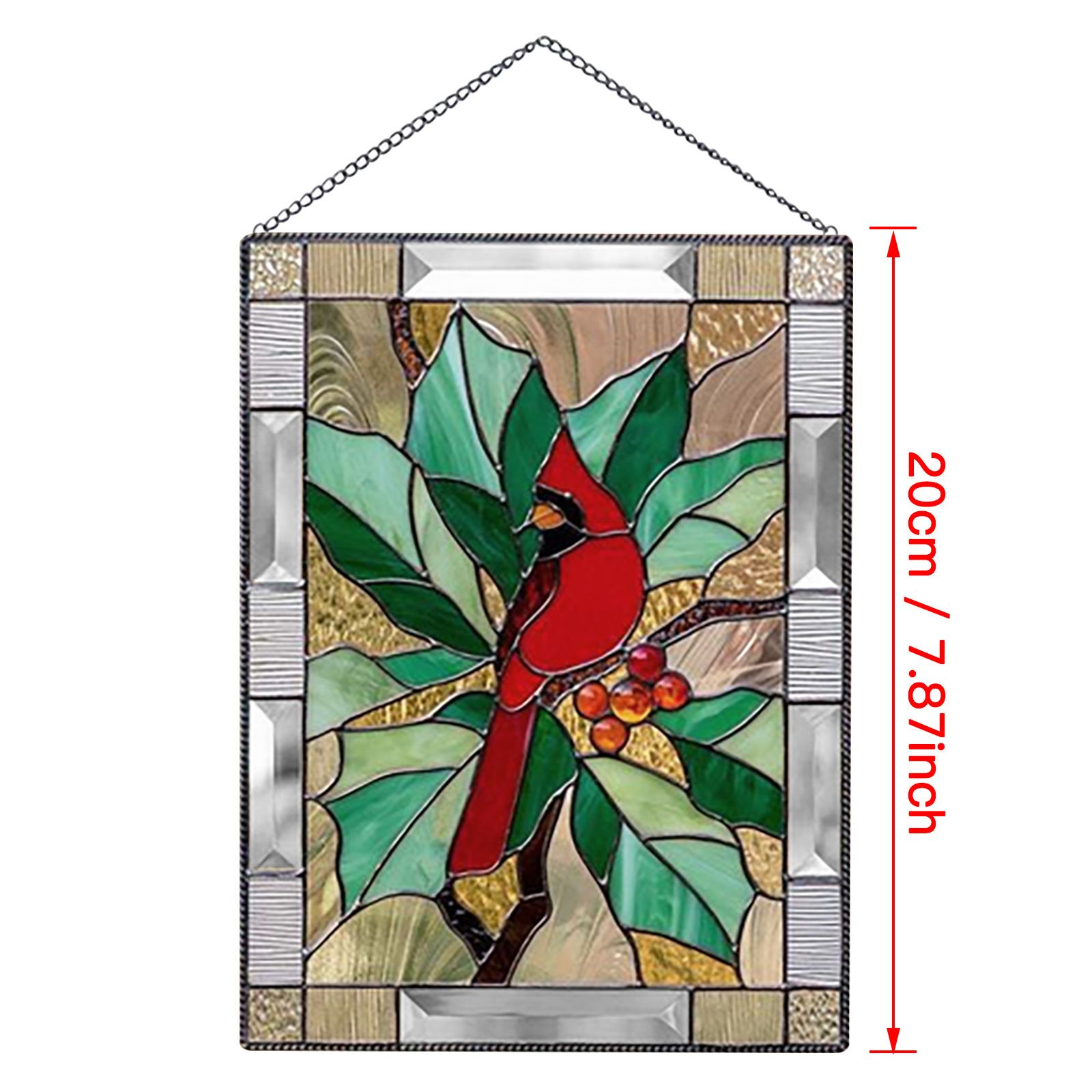 Cardinal Stained Window Panel Glass Window Hanging For Wall Decoration - Image 2