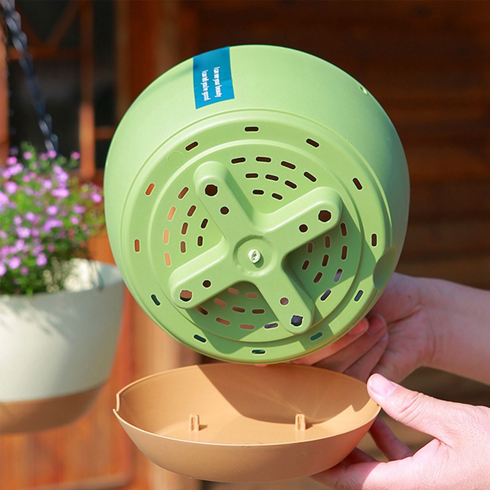 Hanging Double Chain Hanging Basket Planter Home Balcony Indoor Automatic Water Absorbing Basin - Image 8