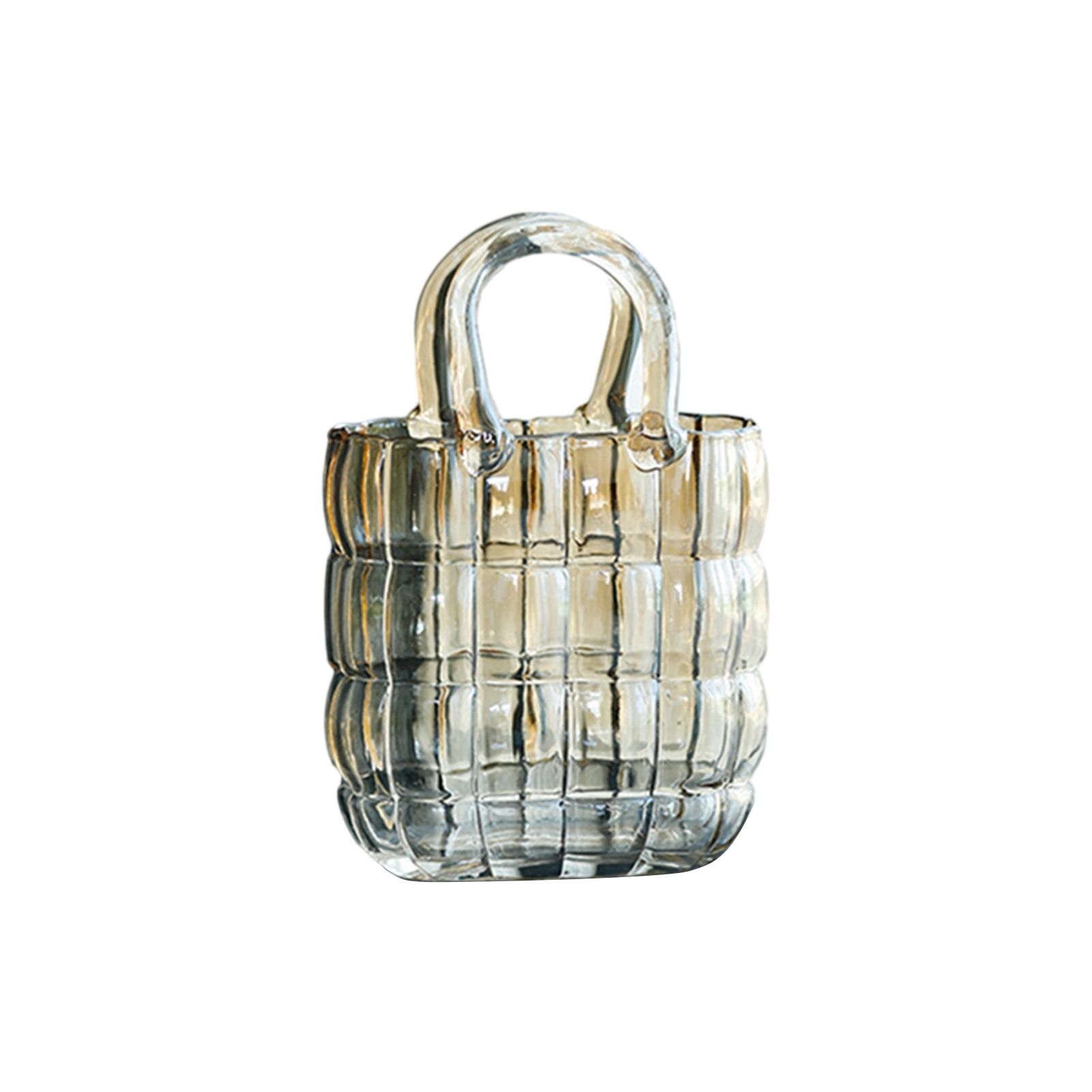Glass Vase Transparent Hand Basket Living Room Flower Arrangement Creative Bag Fish Tank - Image 1