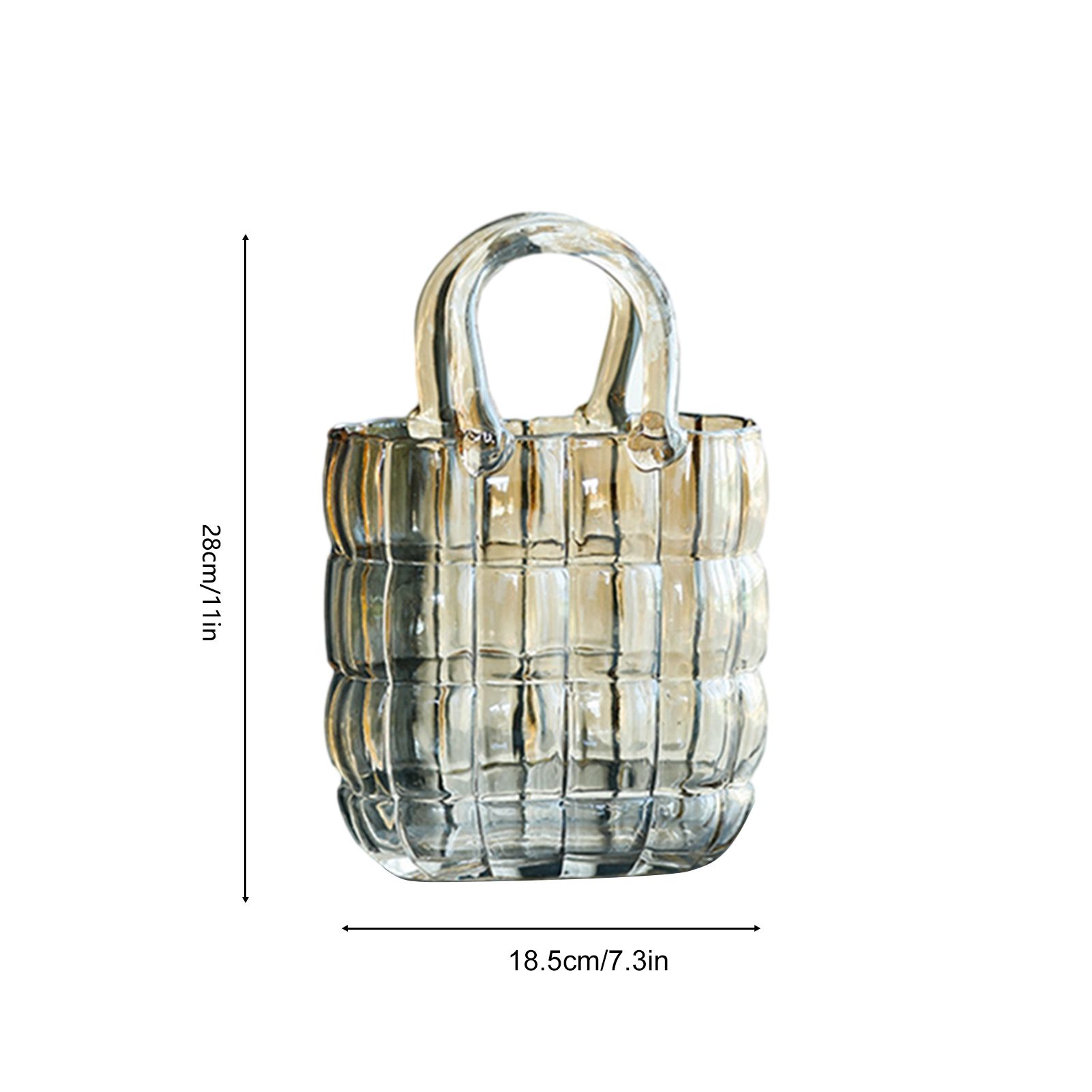 Glass Vase Transparent Hand Basket Living Room Flower Arrangement Creative Bag Fish Tank - Image 2