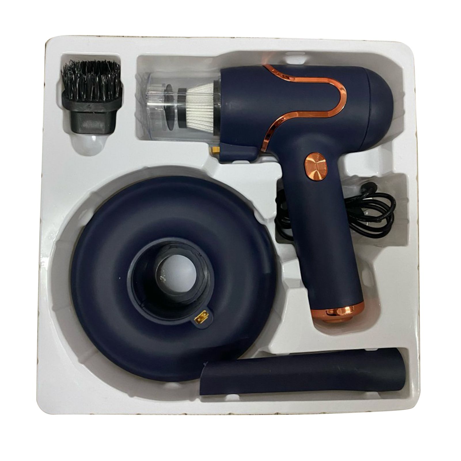 Vacuum Mite Cleaner Portable Cordless Lightweight Handheld Vacuum Dust Mite Cleaner for Home Mattress Car Dark Blue - Image 1