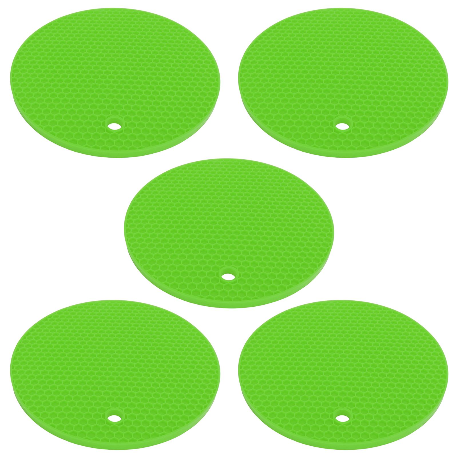 5PCS Silicone Trivet Mats Round Multipurpose Heat Resistant Non Slip Pads Pot Holders for Hot Pot Hot Dishes Green - Image 5