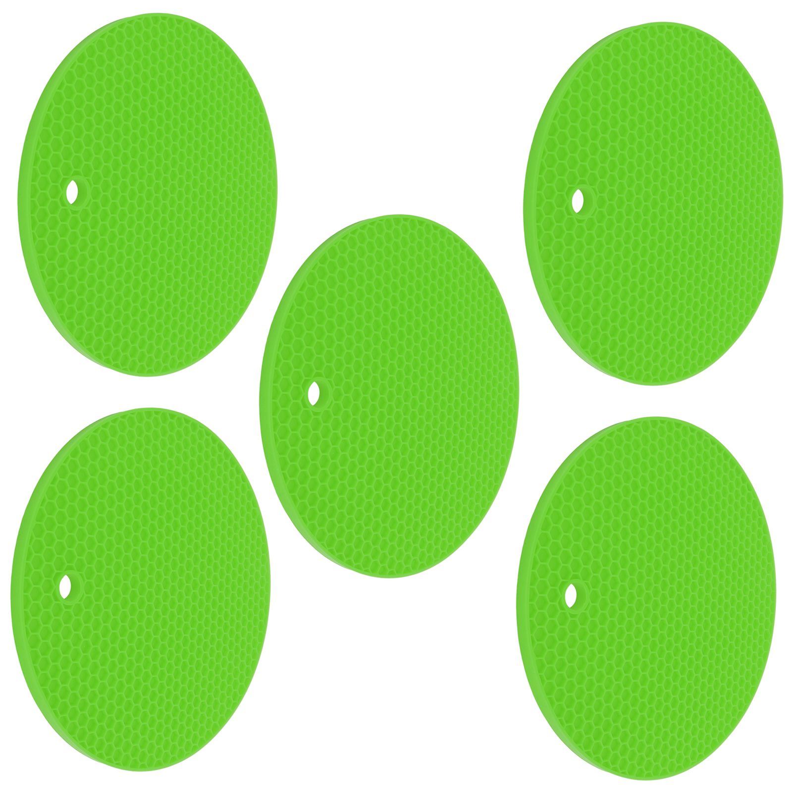 5PCS Silicone Trivet Mats Round Multipurpose Heat Resistant Non Slip Pads Pot Holders for Hot Pot Hot Dishes Green - Image 6