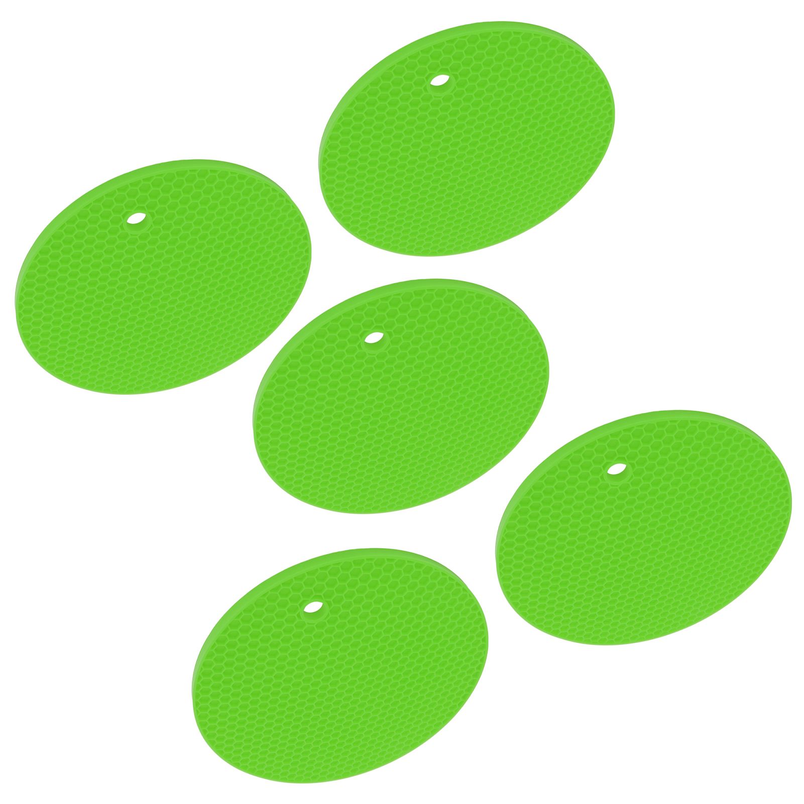 5PCS Silicone Trivet Mats Round Multipurpose Heat Resistant Non Slip Pads Pot Holders for Hot Pot Hot Dishes Green - Image 7