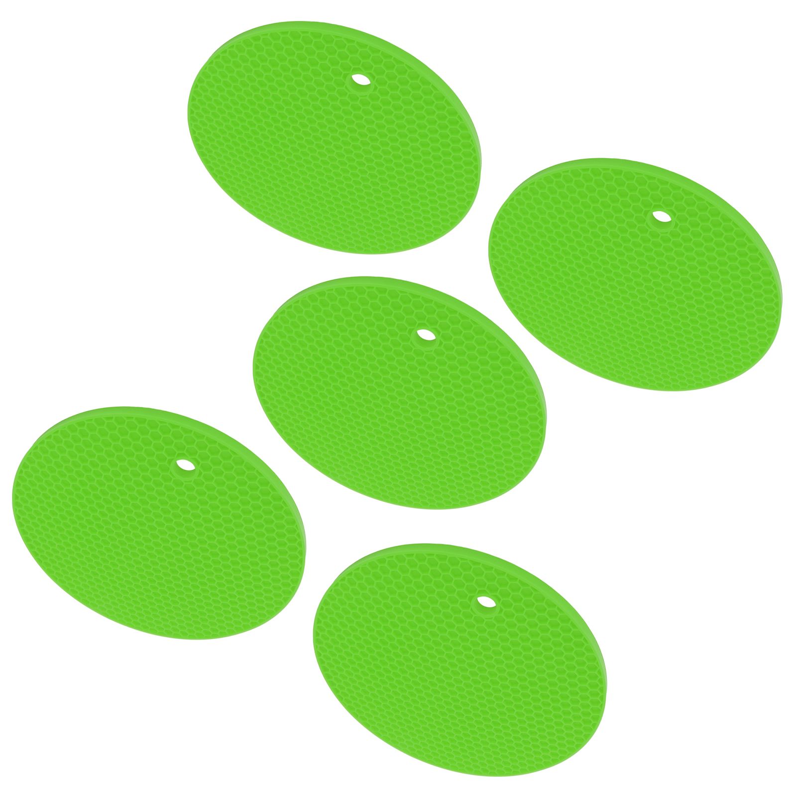 5PCS Silicone Trivet Mats Round Multipurpose Heat Resistant Non Slip Pads Pot Holders for Hot Pot Hot Dishes Green - Image 8