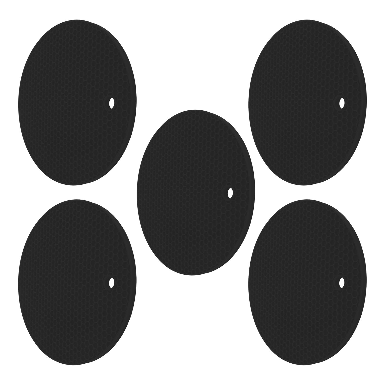 5PCS Silicone Trivet Mats Round Multipurpose Heat Resistant Non Slip Pads Pot Holders for Hot Pot Hot Dishes Black - Image 6